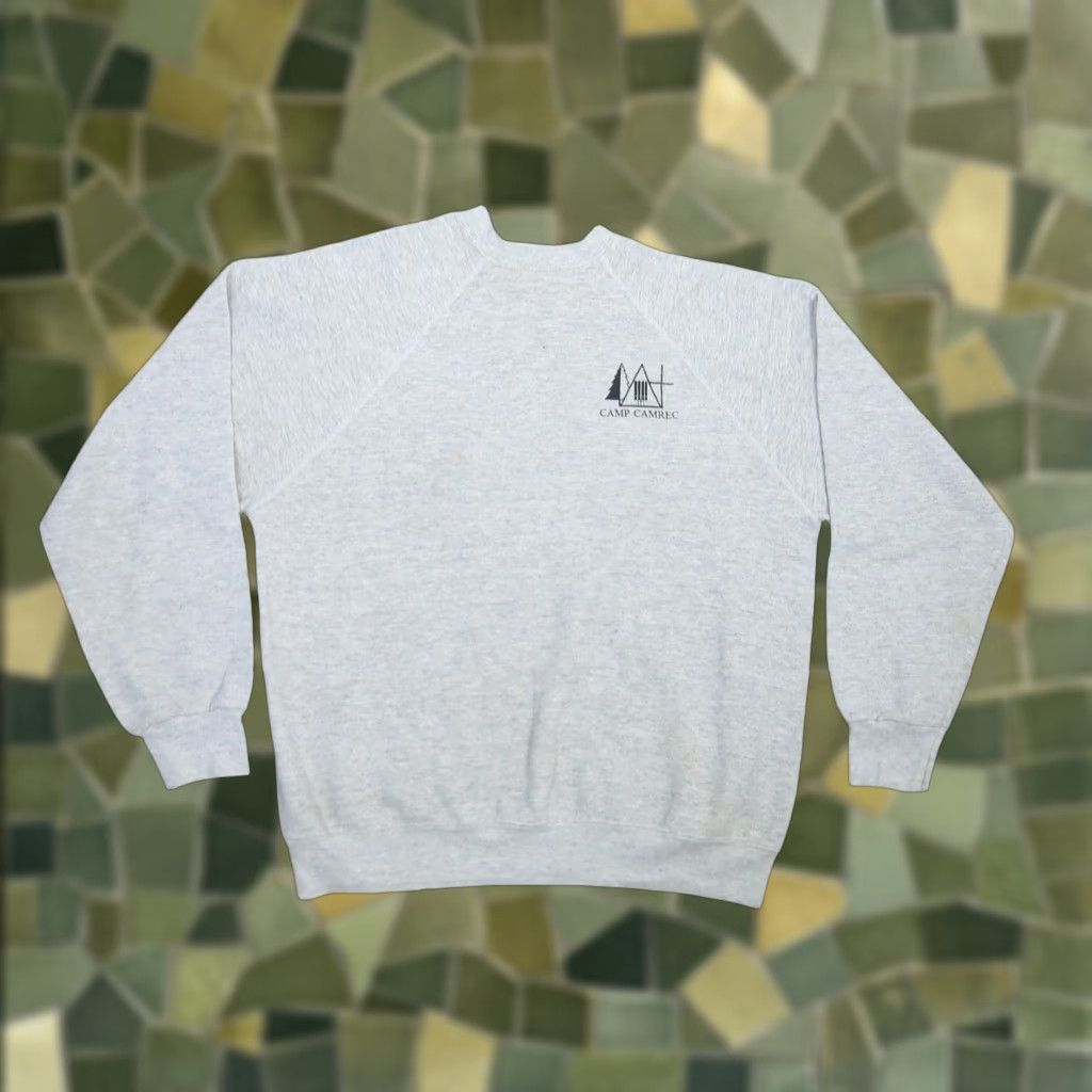 Tultex VINTAGE 90s Camp Camprec crewneck sweatshirt Crew Neck Mens L Gray Tultex Cotton Polyester Shirt Size US L / EU 52-54 / 3 - 1 Thumbnail