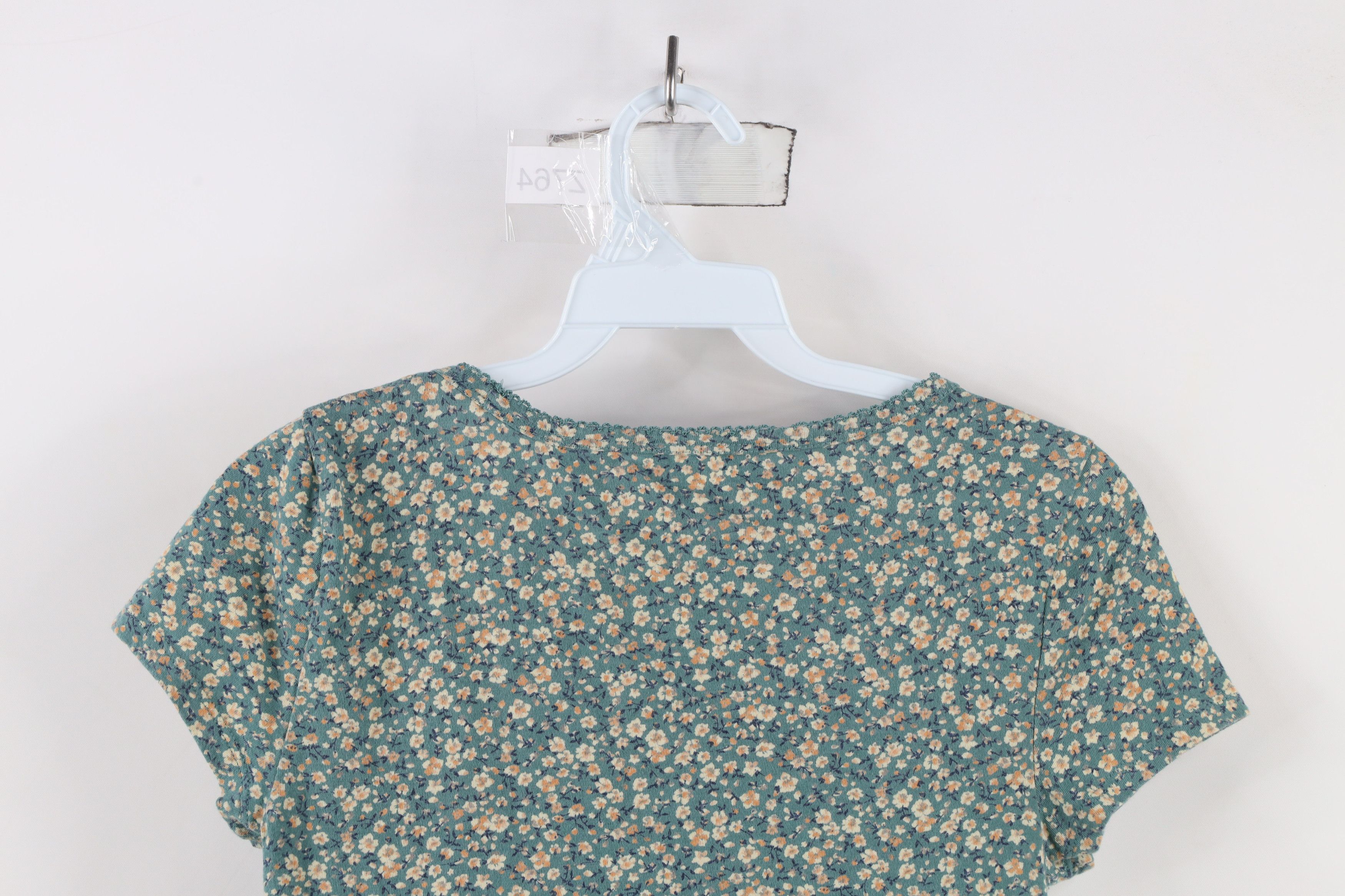 American Eagle Outfitters × Vintage Vintage Y2K American Eagle Ribbed Flower Cropped T-Shirt Size XS / US 0-2 / IT 36-38 - 7 Thumbnail