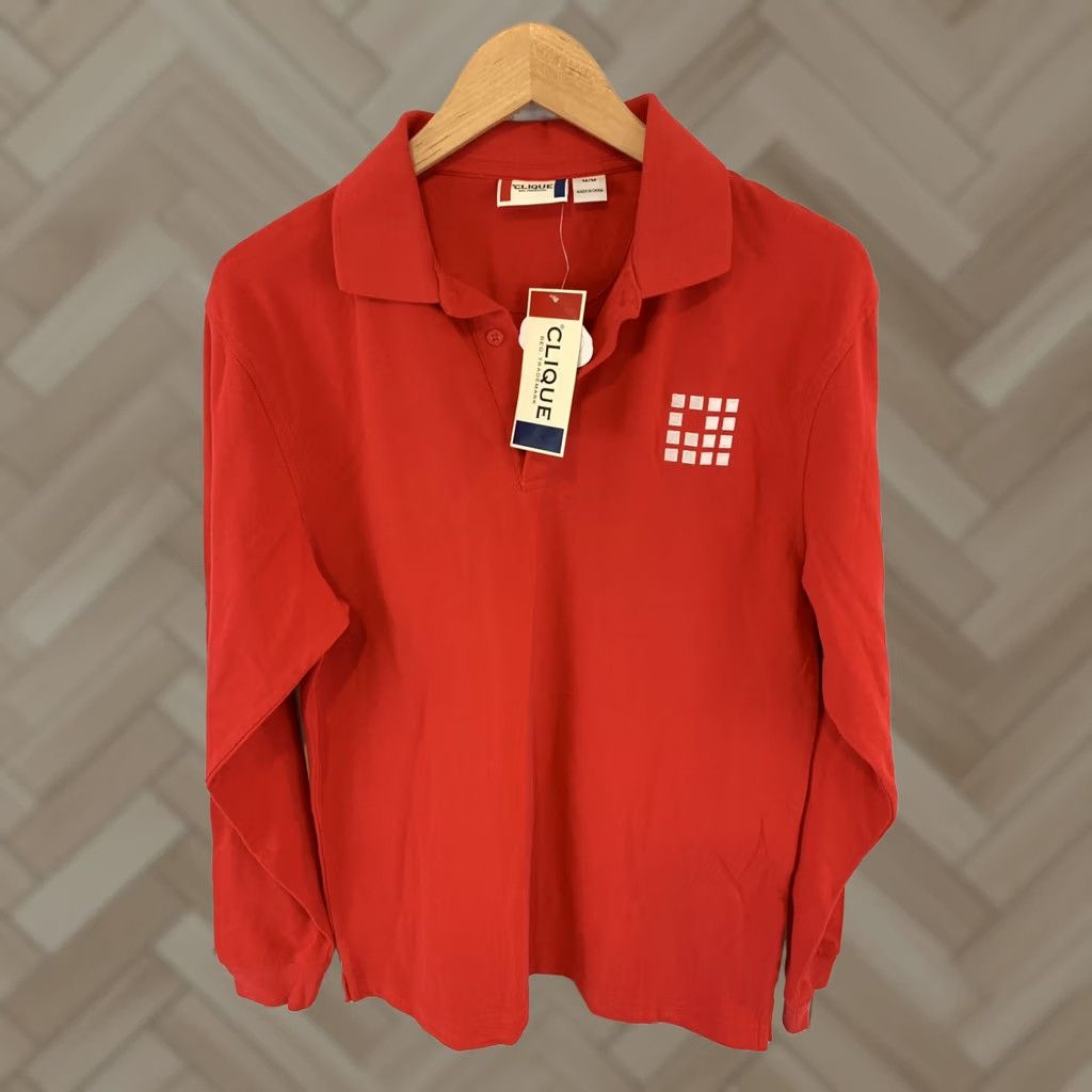 Vintage Clique Long Sleeve Rugby Polo Shirt Men M Red Size US M / EU 48-50 / 2 - 1 Thumbnail