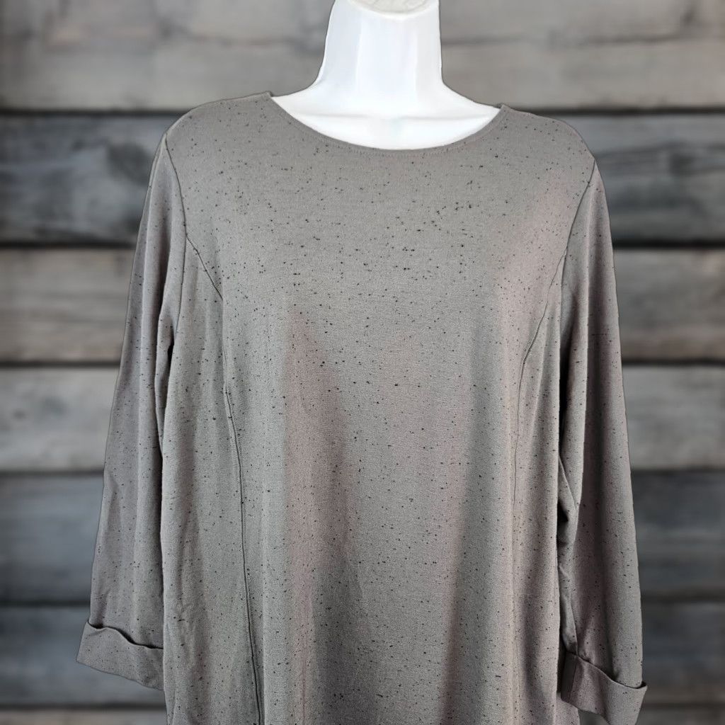 J. Jill J. Jill Womens Top Blouse Long Sleeve Rayon Blend Gray Speckled L Size L / US 10 / IT 46 - 1 Thumbnail