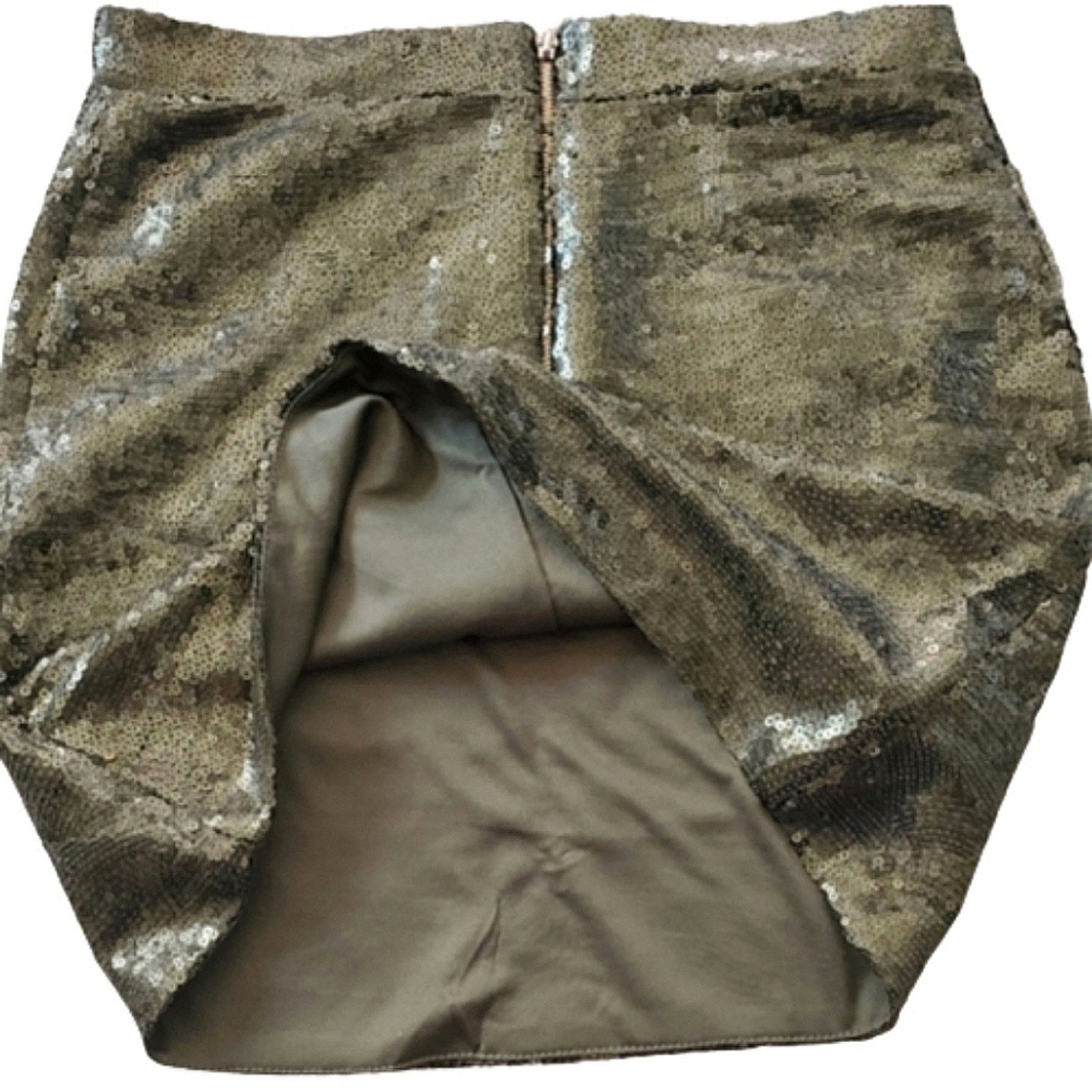 Other OLIVE GREEN ☆ SEQUIN MINI SKIRT ☆ Small ☆ NWT Size 27" / US 4 / IT 40 - 4 Thumbnail