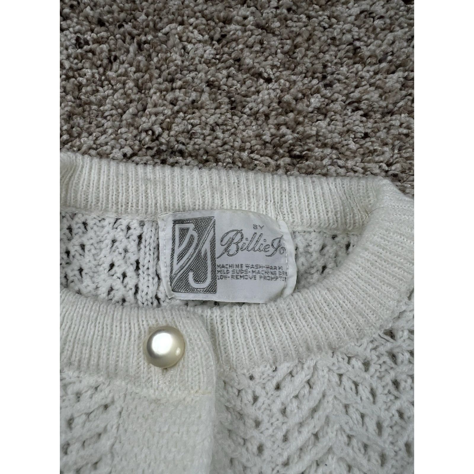 Vintage VINTAGE Billie Jo Cardigan Sweater Womens White Medium 60s Knit Button Up long sleeve Secretary/Geek 1960s Mens? Girls? Size M / US 6-8 / IT 42-44 - 6 Thumbnail