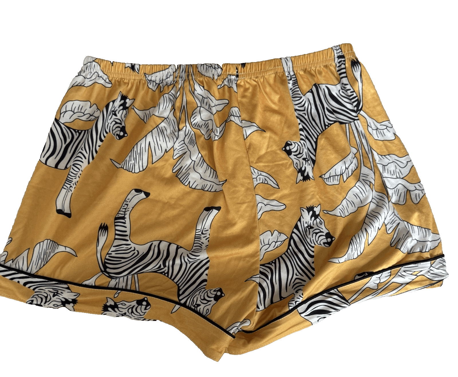 Other Womens XL Yellow Zebra Pajama Set Shorts 2PC Sleepwear Loun Size XL / US 12-14 / IT 48-50 - 4 Thumbnail