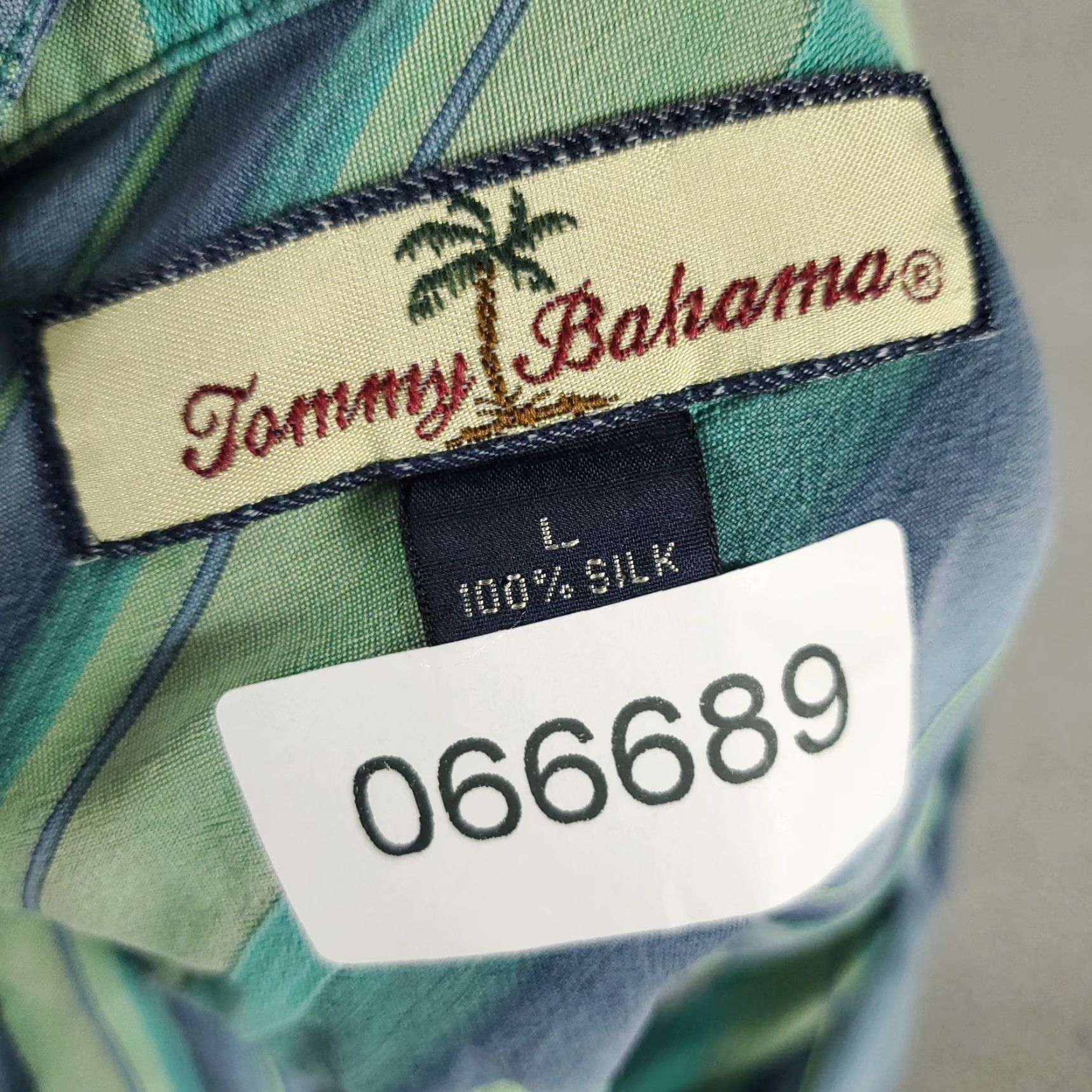 Tommy Bahama Tommy Bahama Shirt Mens Large Blue Striped Silk Hawaiian Button Up Size US L / EU 52-54 / 3 - 6 Thumbnail