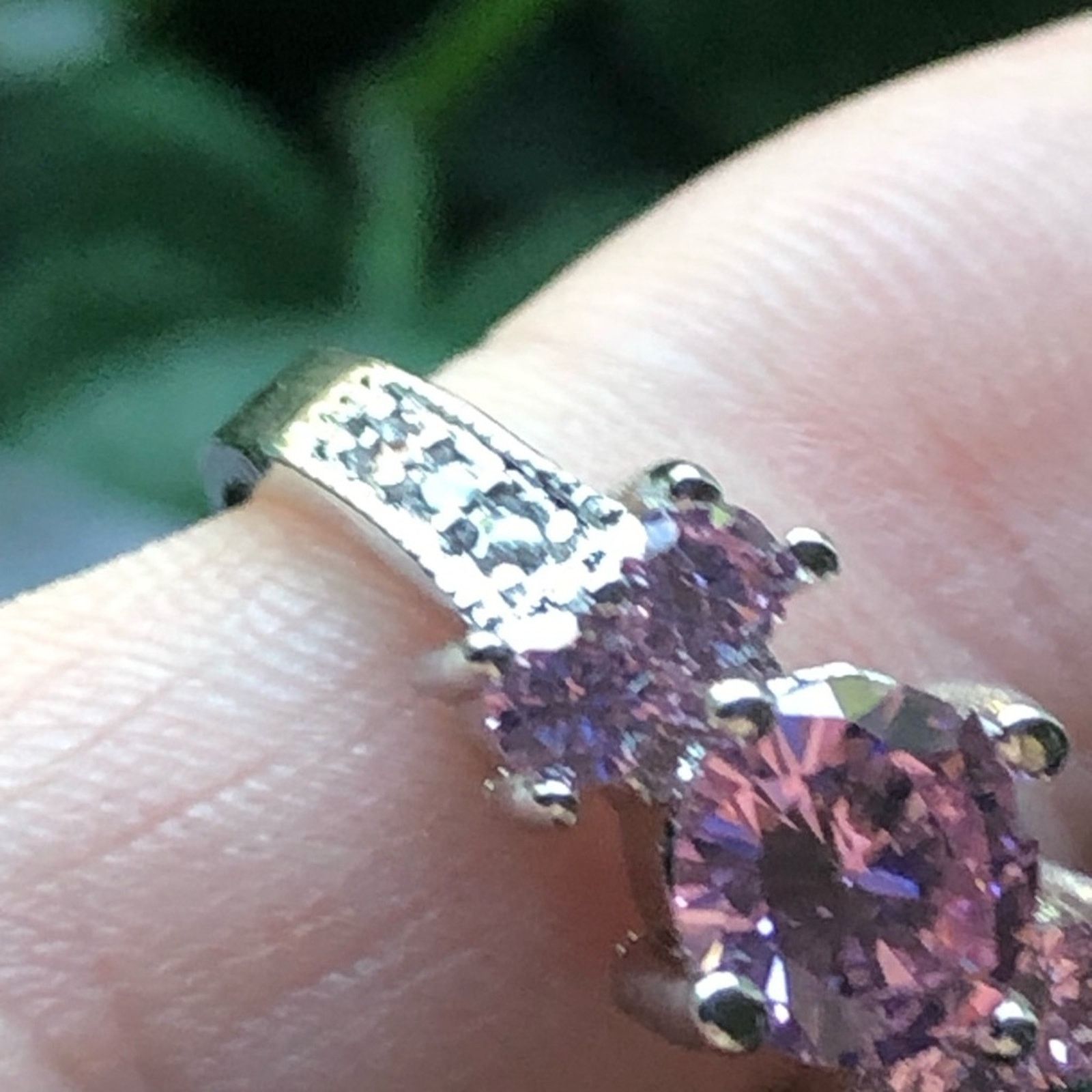 Jewelry Pink cubic zirconia 925 sterling silver band ring Size ONE SIZE - 3 Thumbnail