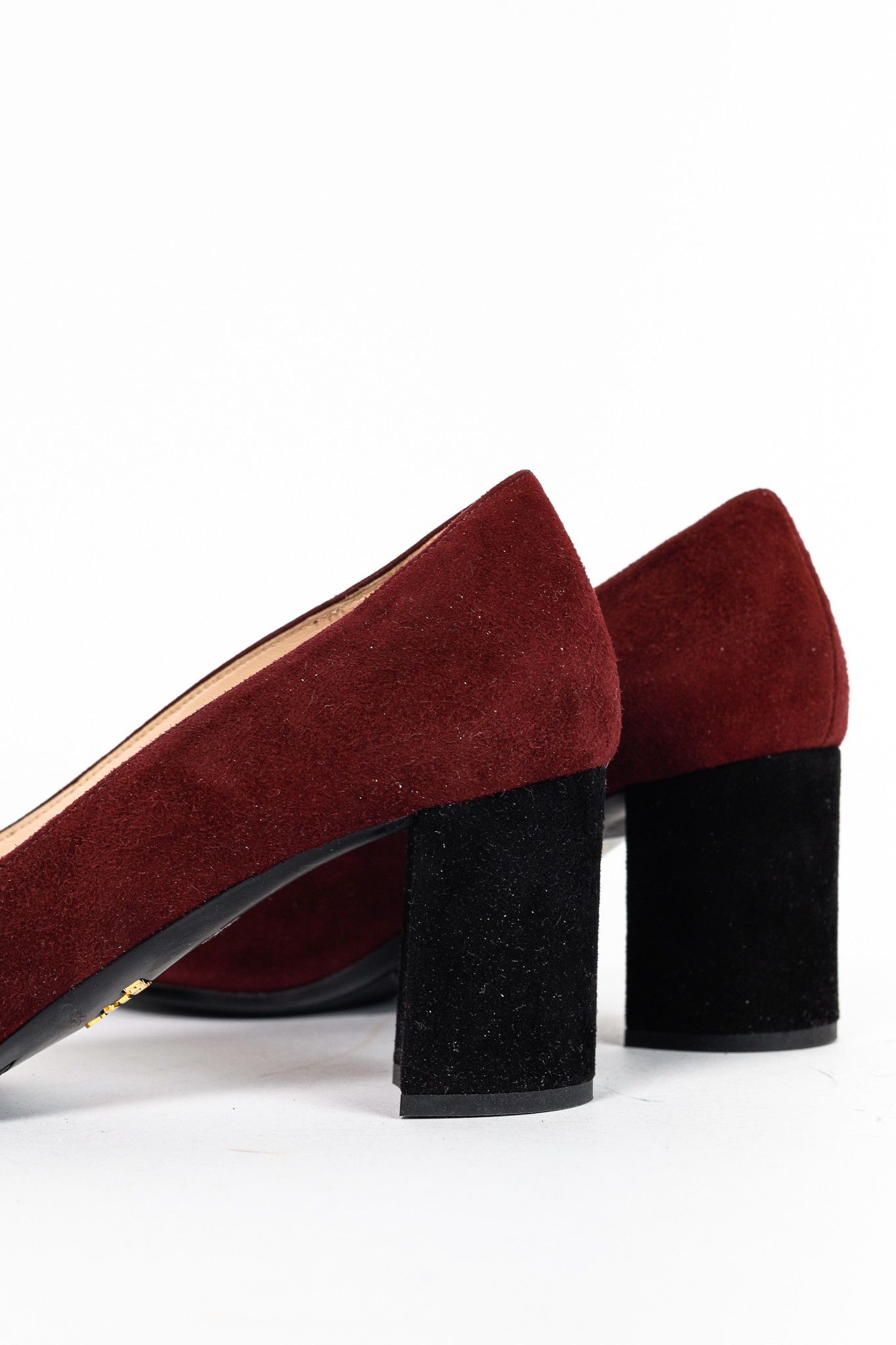 Prada Granato & Nero Suede Bow Pointed-Toe Pumps