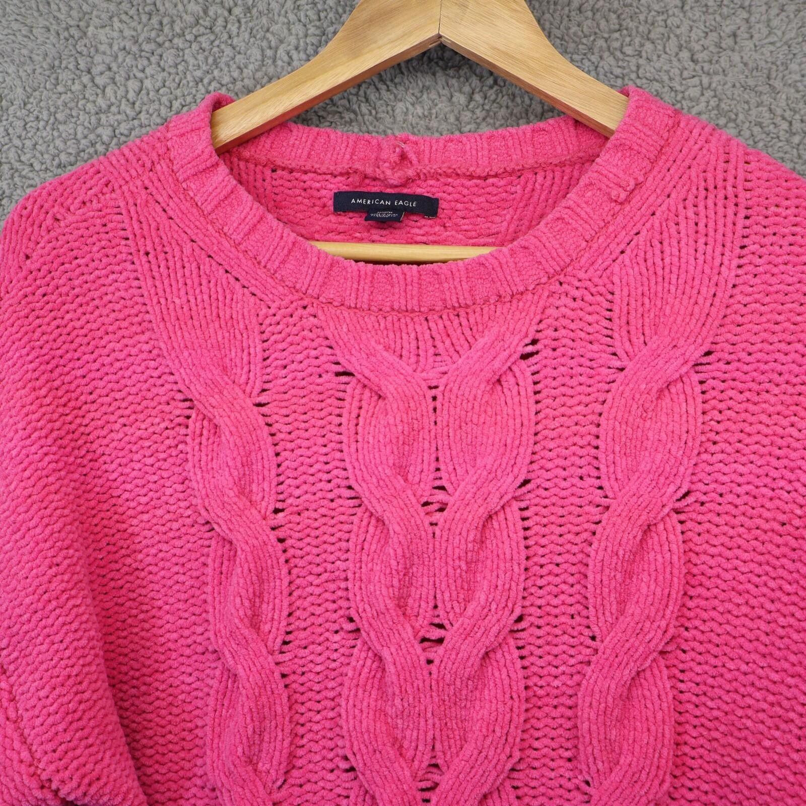 American Eagle Outfitters American Eagle Pink Heavy Cable Knit Crew Sweater Sz Medium Size US M / EU 48-50 / 2 - 2 Thumbnail
