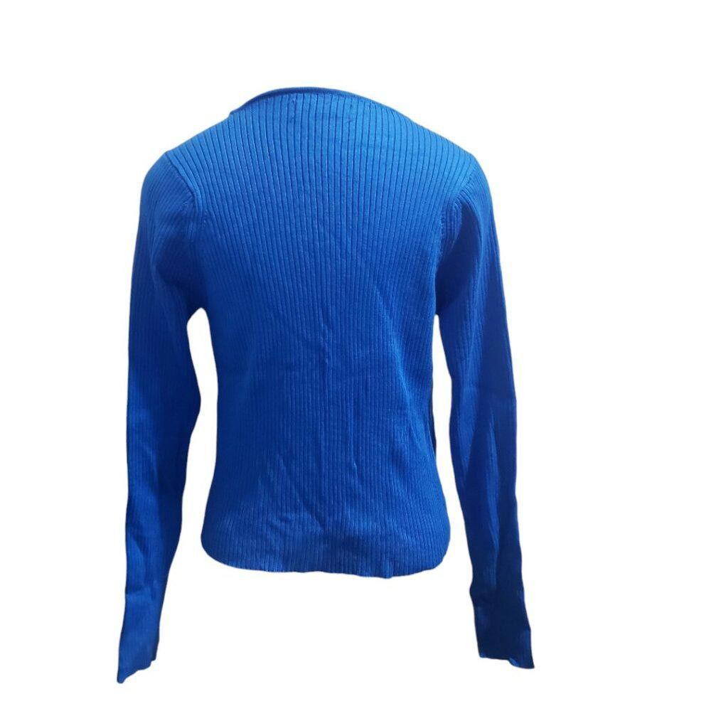 Mango CT1962 Mango Royal Blue Ribbed Long Sleeve Top XXL Size XXL / US 16-18 / IT 52-54 - 3 Thumbnail