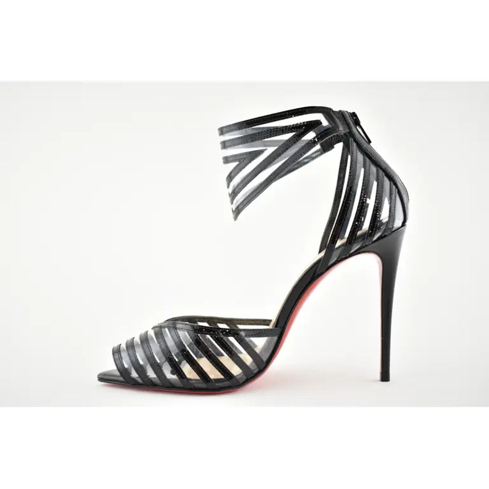 Christian Louboutin Maratena 100 Black PVC Ankle Strap Sandal Heel Pump Shoe 36 Size US 6 / IT 36 - 8 Thumbnail