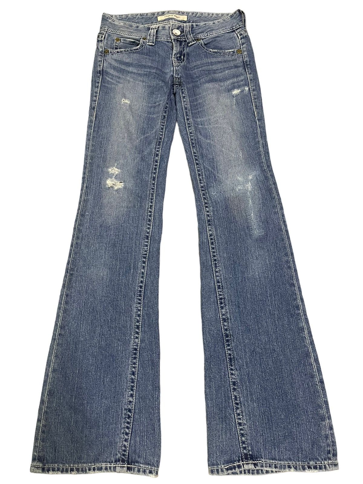 image of Jun Takahashi x Uniqlo Vintage Japanese Uniqlo Distressed Style Flare Jeans in Blue, Women's (Size 