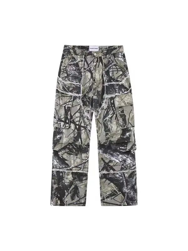 Japanese Brand Hiroko x Miori Retro Camo Multi-Pocket Wide-Leg Cargo Jeans Size US 34 / EU 50 - 5 Thumbnail
