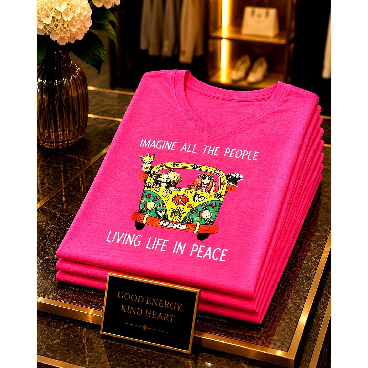 Other Vibrant Imagine All The People Living Life Peace Rose Red 4 Size S / US 4 / IT 40 - 1 Thumbnail