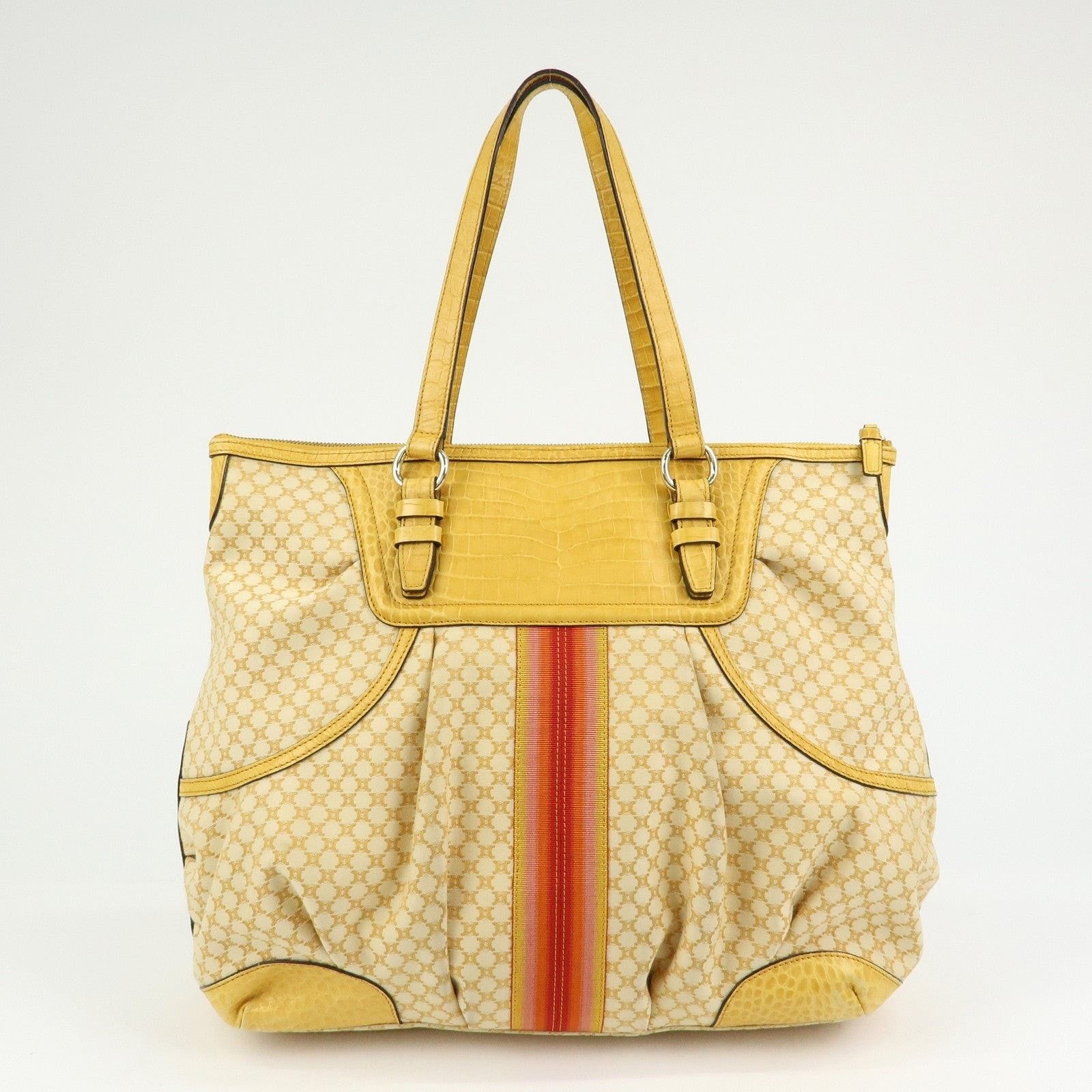 Celine Celine Macadam Coated Canvas & Leather Tote Yellow Size ONE SIZE - 2 Thumbnail