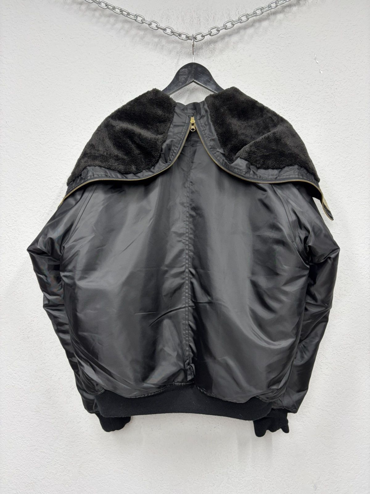 If Six Was Nine Vintage Rick Owens Vibe Black Bomber Jacket Faux Fur Collar Size US L / EU 52-54 / 3 - 8 Thumbnail