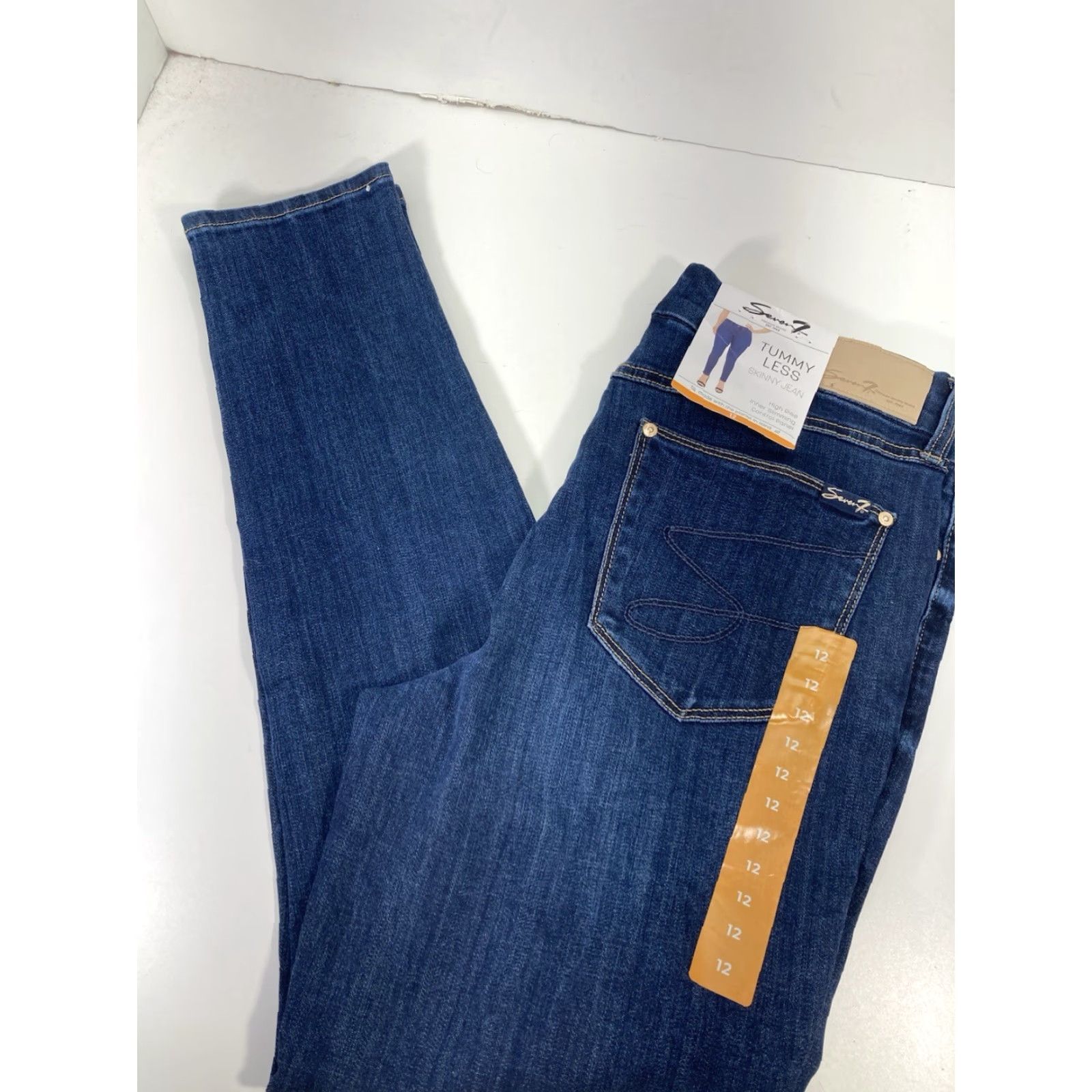 Vintage Seven7 Tummy Less Skinny Jeans Women 12 32X31 Blue Denim High Rise Stretch NWT Size 34" / US 12 / IT 48 - 2 Thumbnail