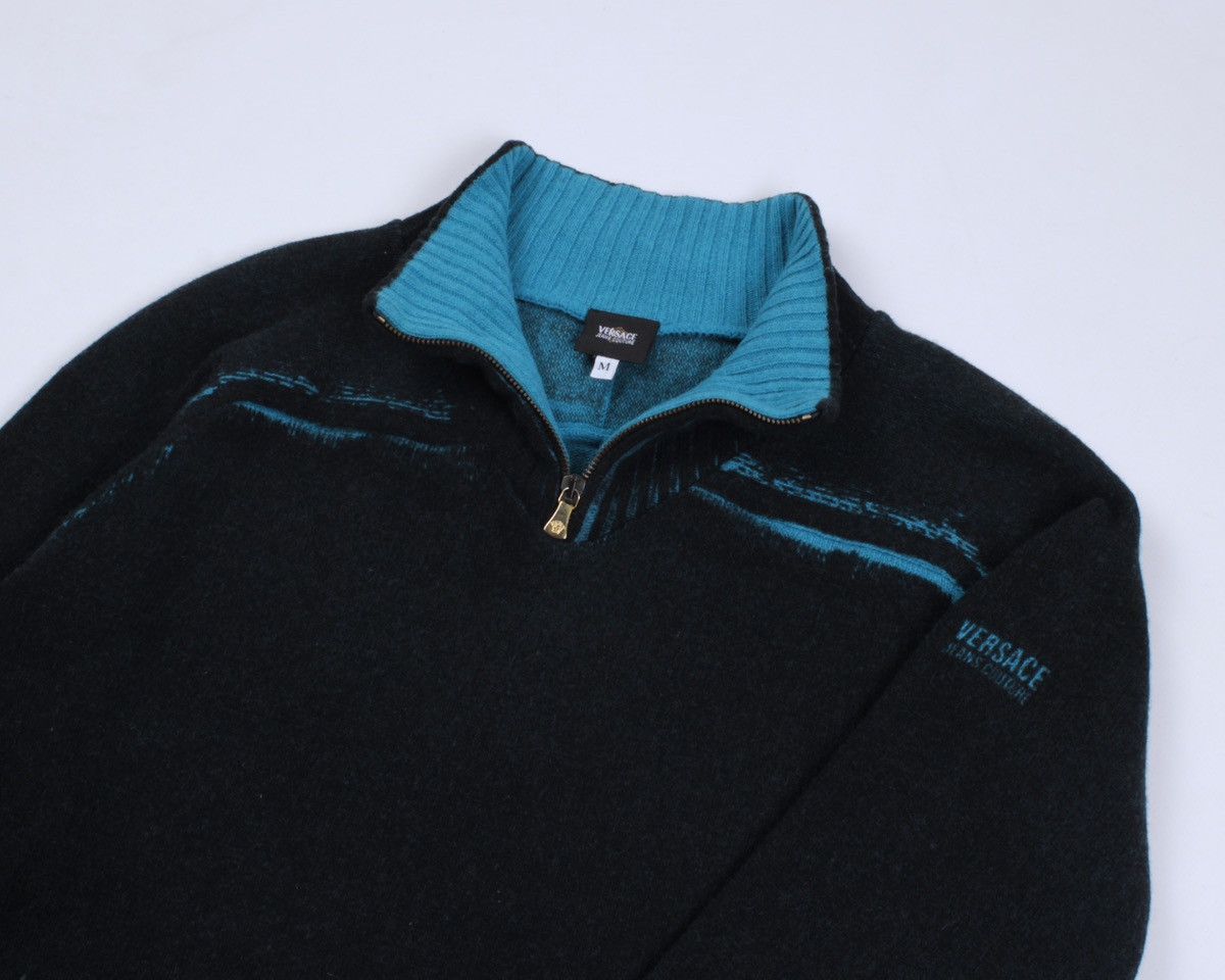 Versace Jeans Couture × Vintage VERSACE Jeans Couture Vintage Half Zip Wool Sweater Size US M / EU 48-50 / 2 - 1 Thumbnail