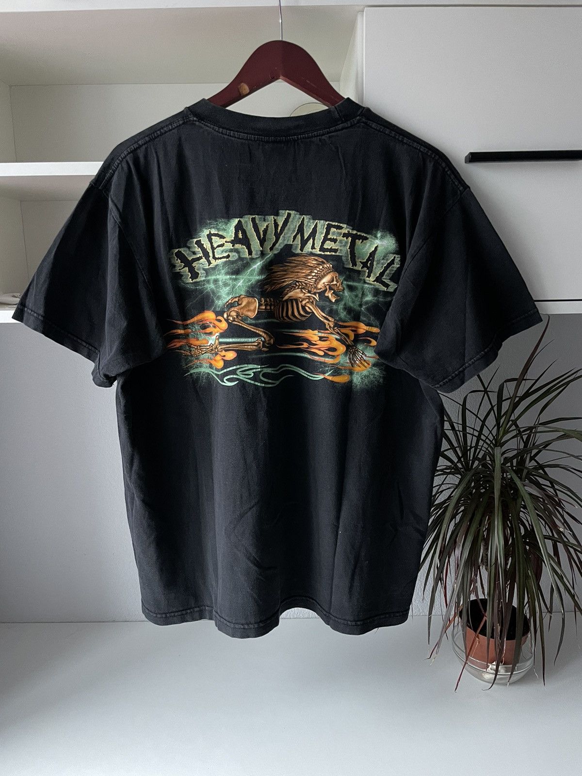 Vintage RARE 90’s Heavy Metal Skull Fire T-Shirt Lightning Punk Size US L / EU 52-54 / 3 - 2 Thumbnail