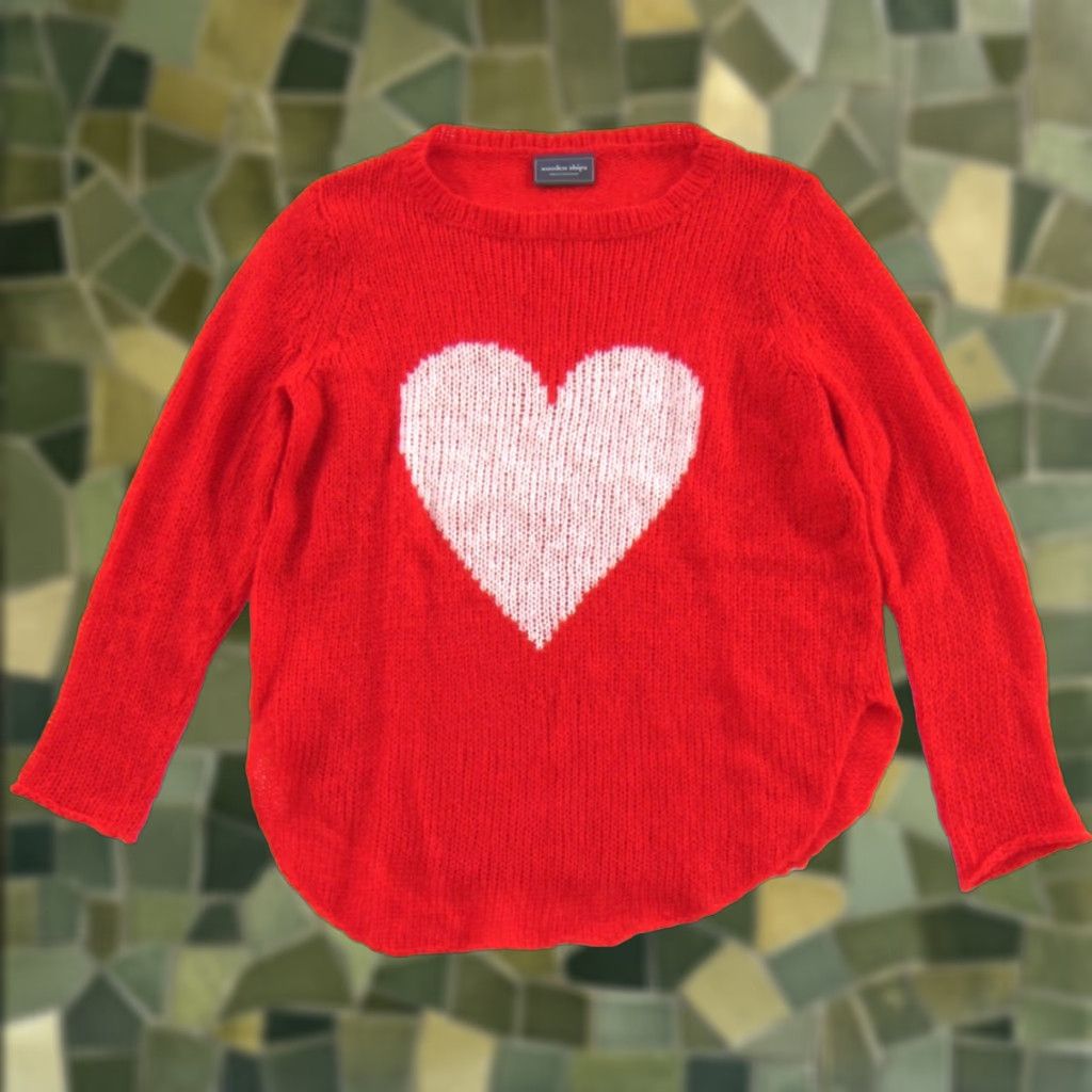 Vintage Wooden Ships Red Pink Heart Love Lightweight Knit Pullover Sweater Women XS Size XS / US 0-2 / IT 36-38 - 1 Thumbnail