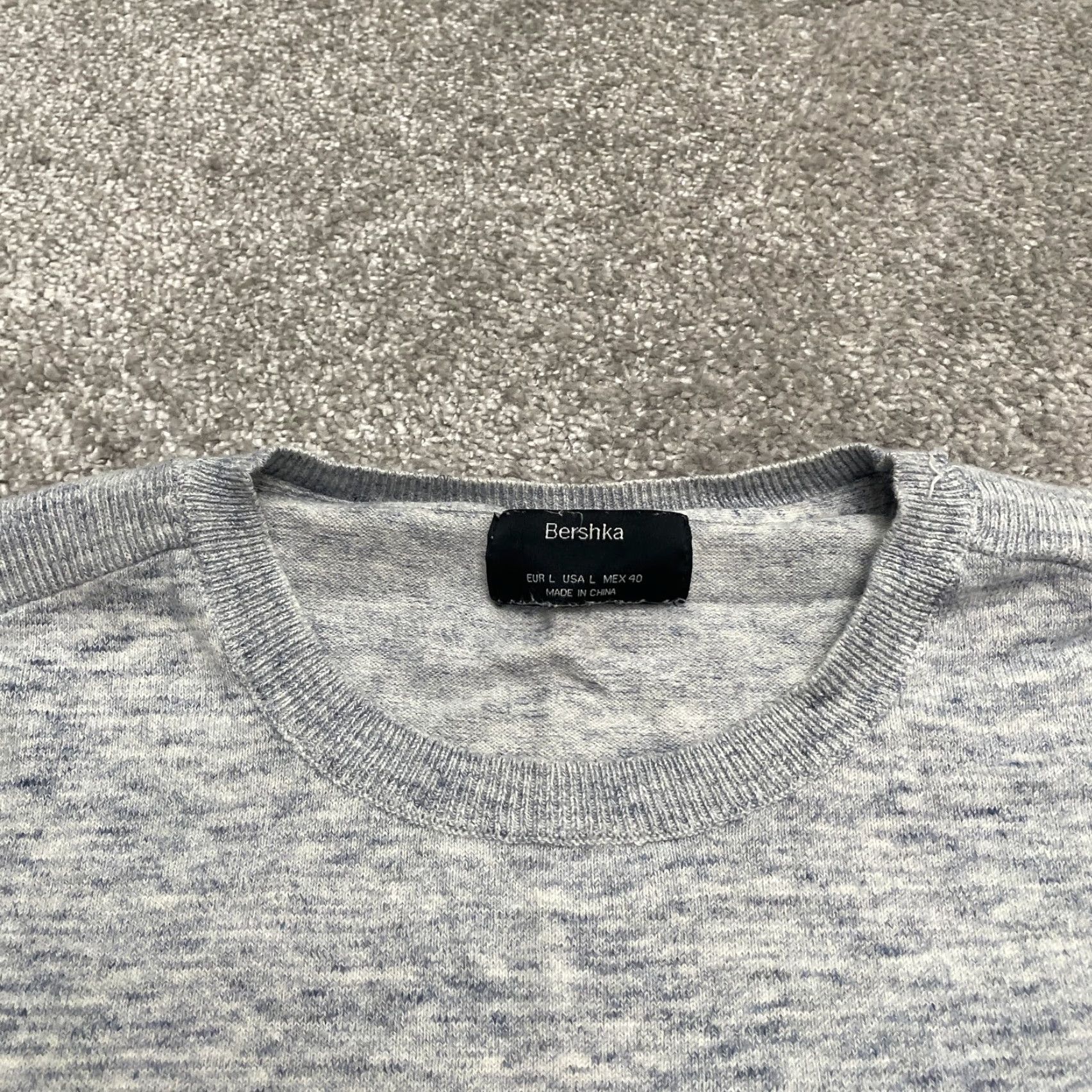 J.Crew Bershka Pullover Sweater Men L Heather Light Blue Crew Neck Knit Work Casual Size US L / EU 52-54 / 3 - 3 Thumbnail