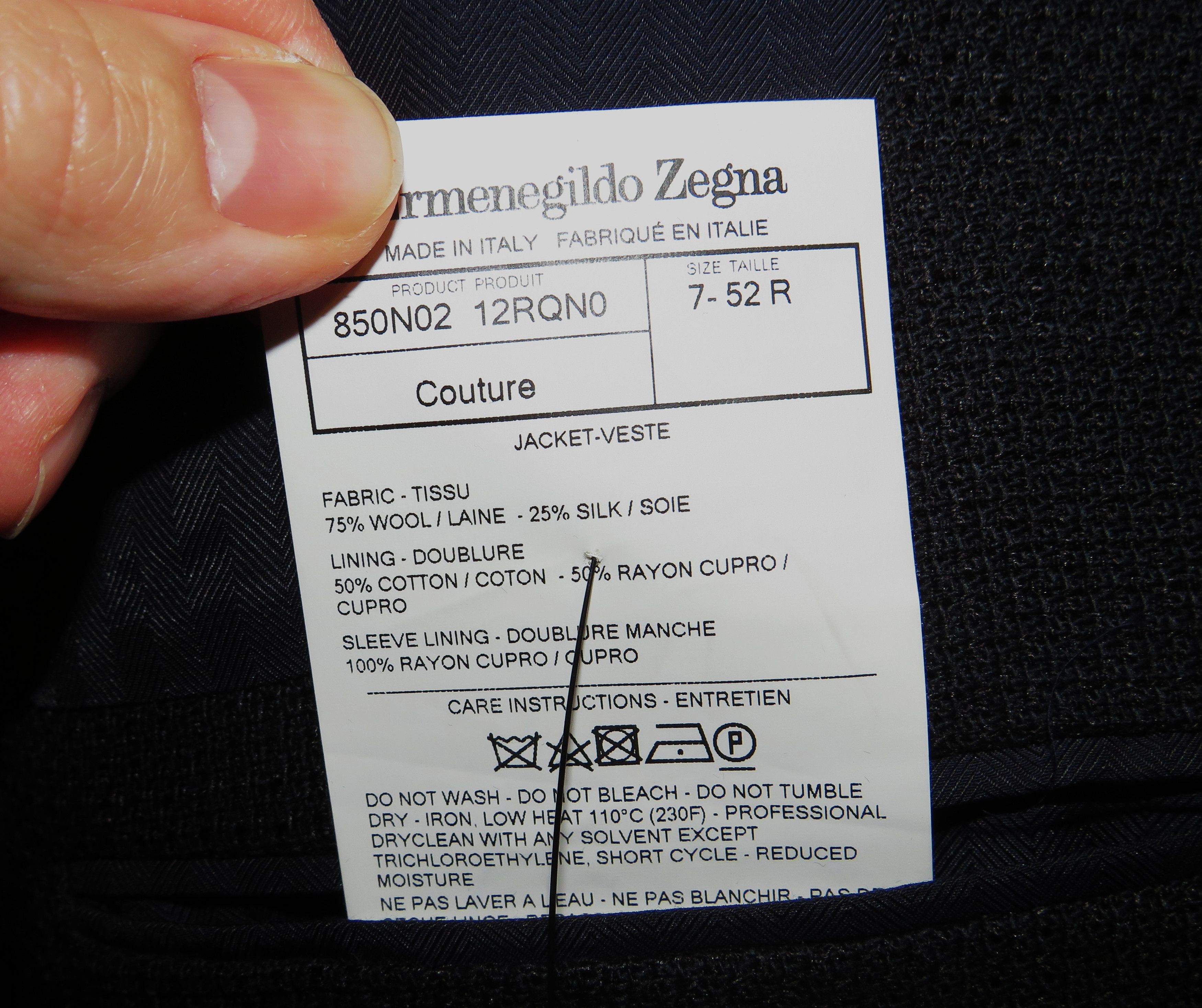 Ermenegildo Zegna Couture Black Hopsack Silk Blend Two Button Blazer 42R NWT Size 42R - 13 Thumbnail