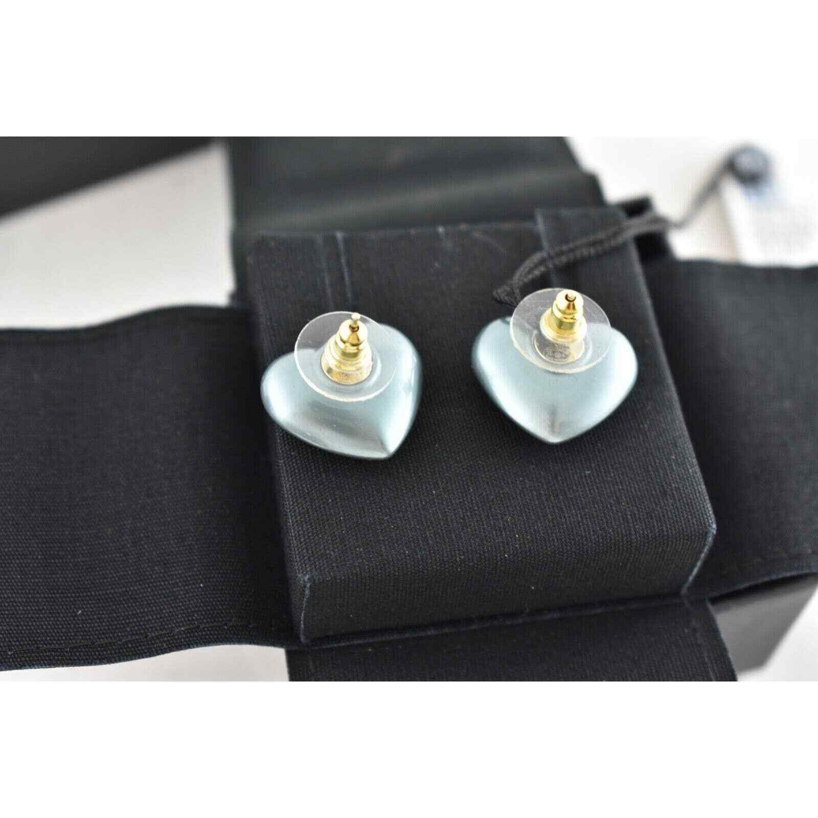 Chanel Chanel Heart Shape Pearly Blue Gold Crystal Stud Earrings Size ONE SIZE - 12 Thumbnail