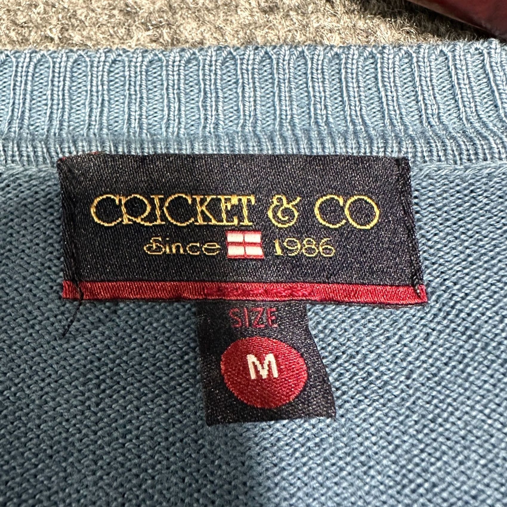 CO Cricket & Co Sweater Mens Medium Blue Cotton Pullover Rib Hem Cuffs Italy Size US M / EU 48-50 / 2 - 4 Thumbnail