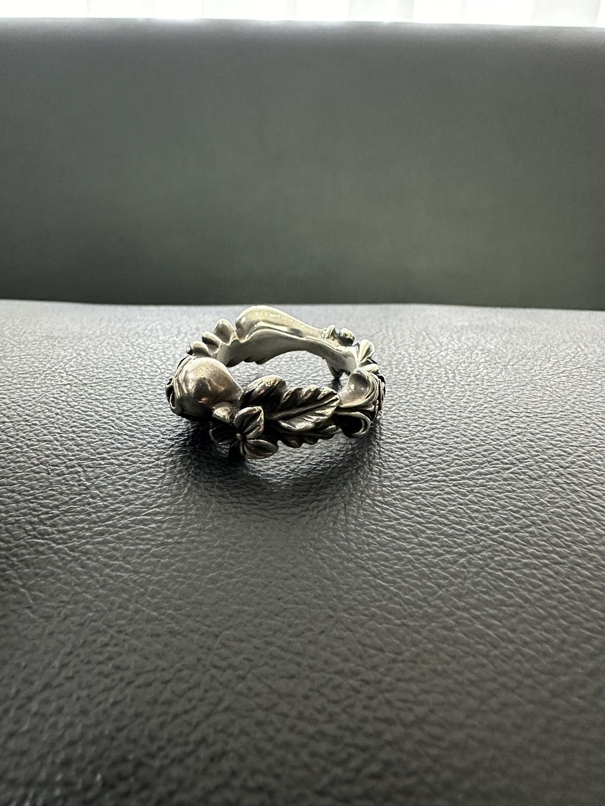 Werkstatt Munchen Werkstatt:München Floral Skull Ring Size ONE SIZE - 2 Thumbnail