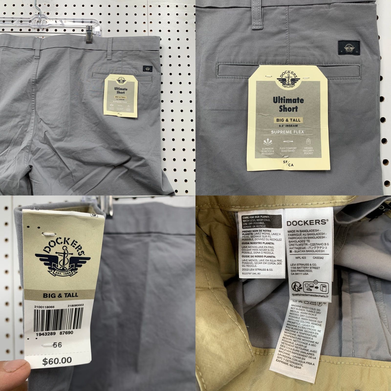 Dockers DOCKERS Chino Shorts Big & Tall 56X9.5 Gray Stretch Casual Men's Shorts 56 in Inseam 9.5 in Cotton Chino Size US 40 / EU 56 - 8 Thumbnail