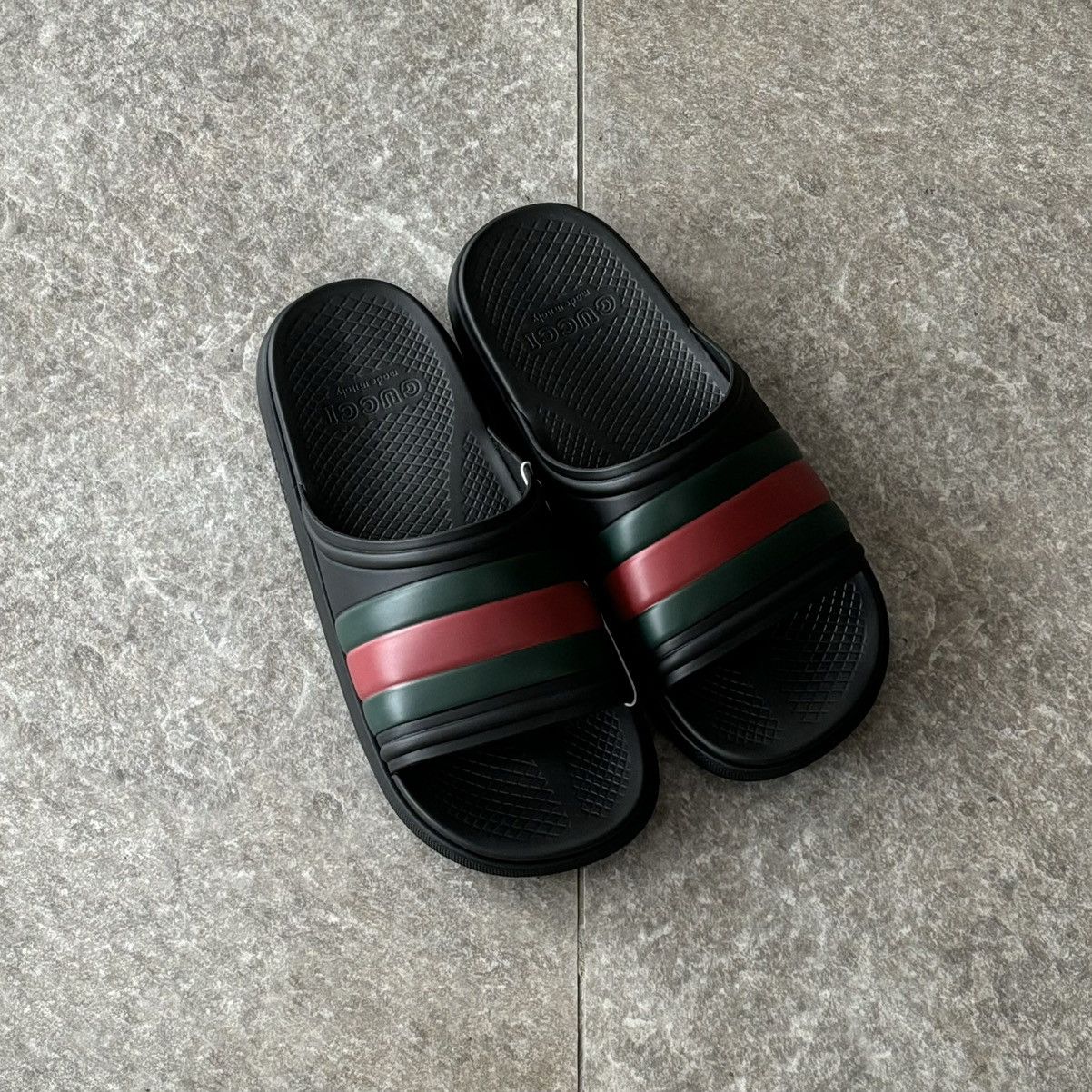 Gucci GUCCI WEB STRIPE LOGO BLACK SLIDE SANDAL Size US 10 / EU 43 - 4 Thumbnail