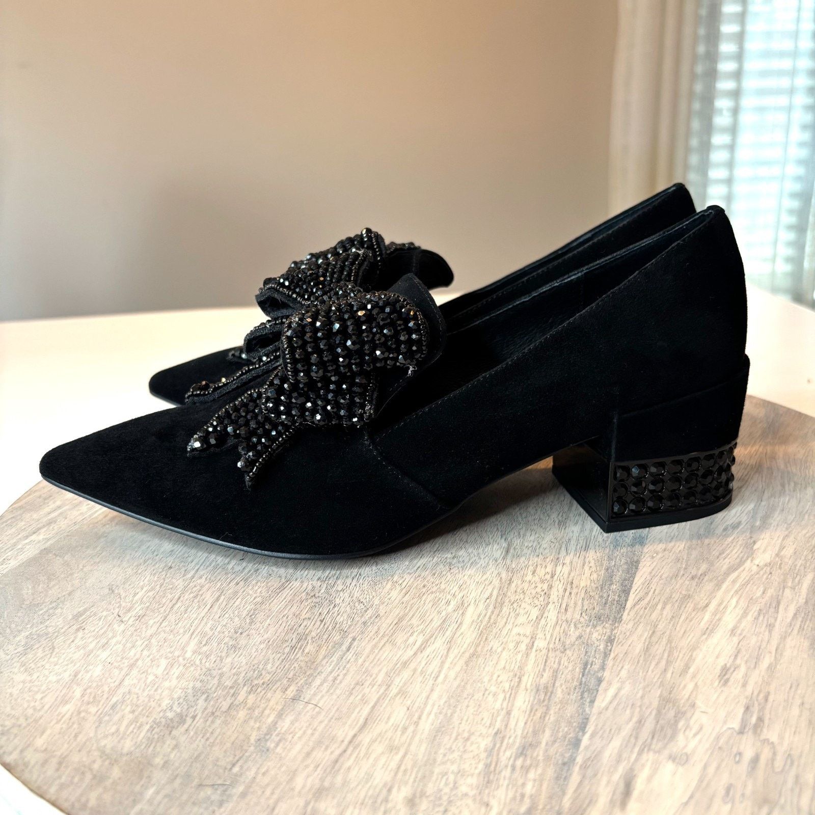 Jeffrey Campbell Jeffrey Campbell Valenti Black Suede Bow Crystal Pumps 9.5 Size US 9.5 / IT 39.5 - 2 Thumbnail