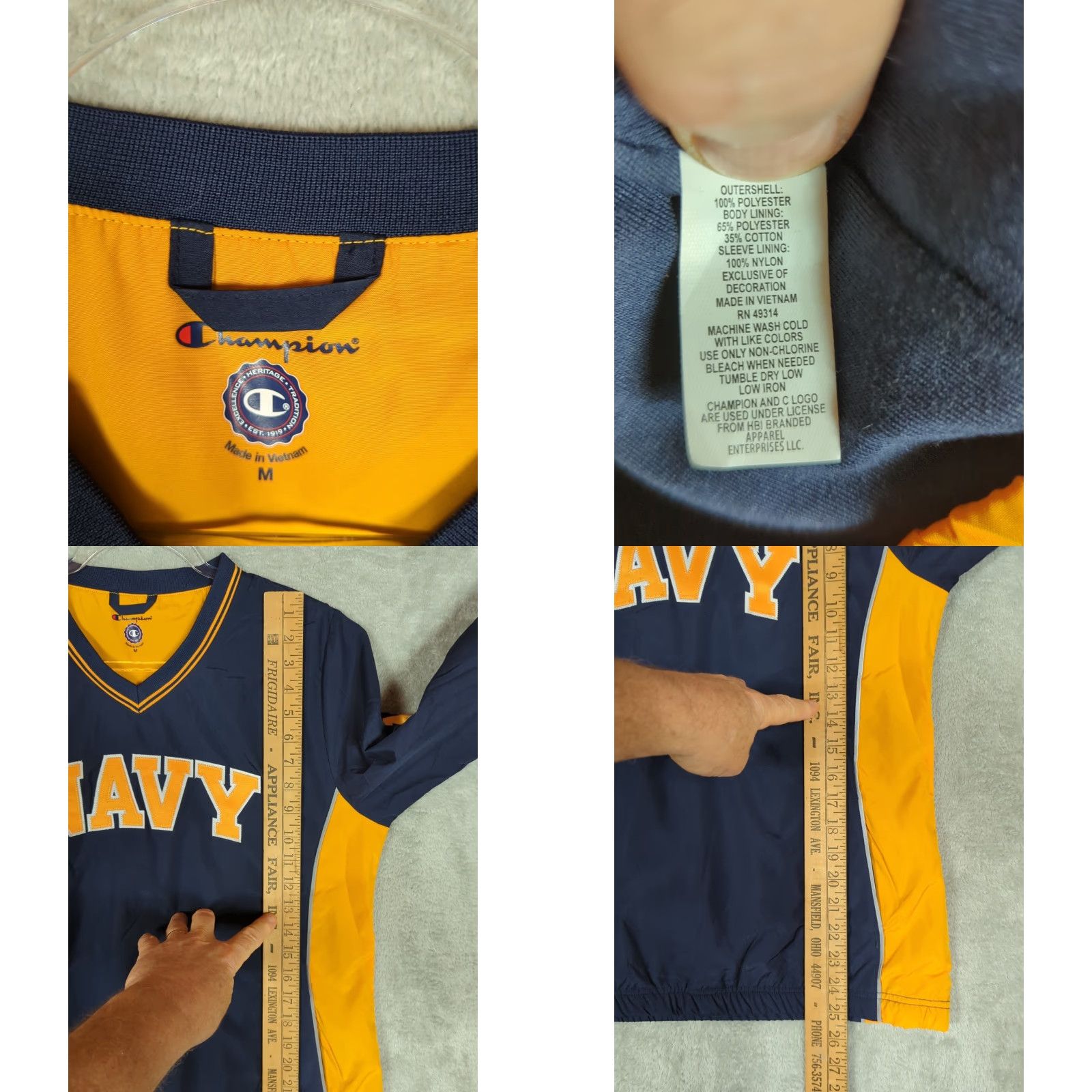 Champion Champion Windbreaker Jacket Mens M Blue Stitched Letters Lightweight Polyester Pockets Short Regular Fall Spring Navy 90s Inspired Size US M / EU 48-50 / 2 - 8 Thumbnail