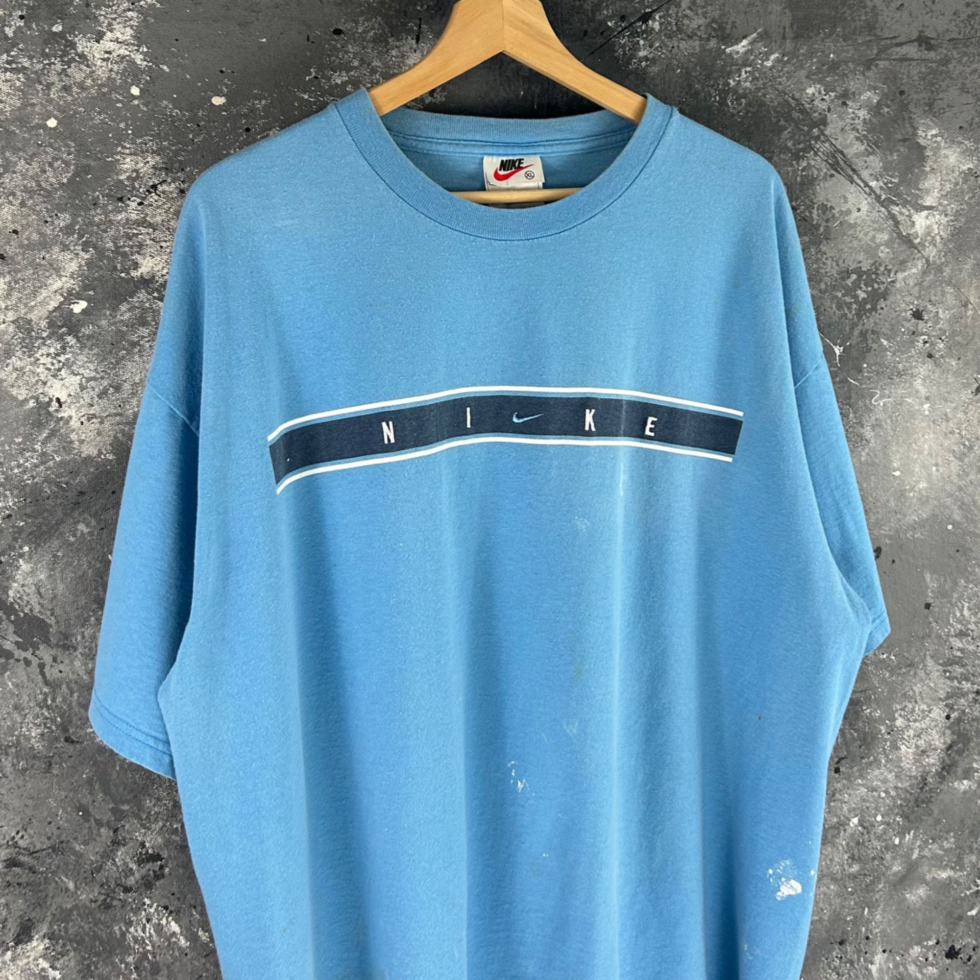 Nike Vintage 1990’s Nike paint splatter blue shirt Size US XL / EU 56 / 4 - 2 Thumbnail