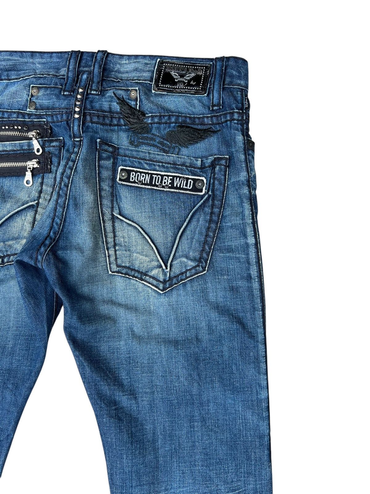 Robins Jeans Y2K Robin’s Jean Born To Be Wild Dirty Denim Jeans Size US 31 - 16 Thumbnail
