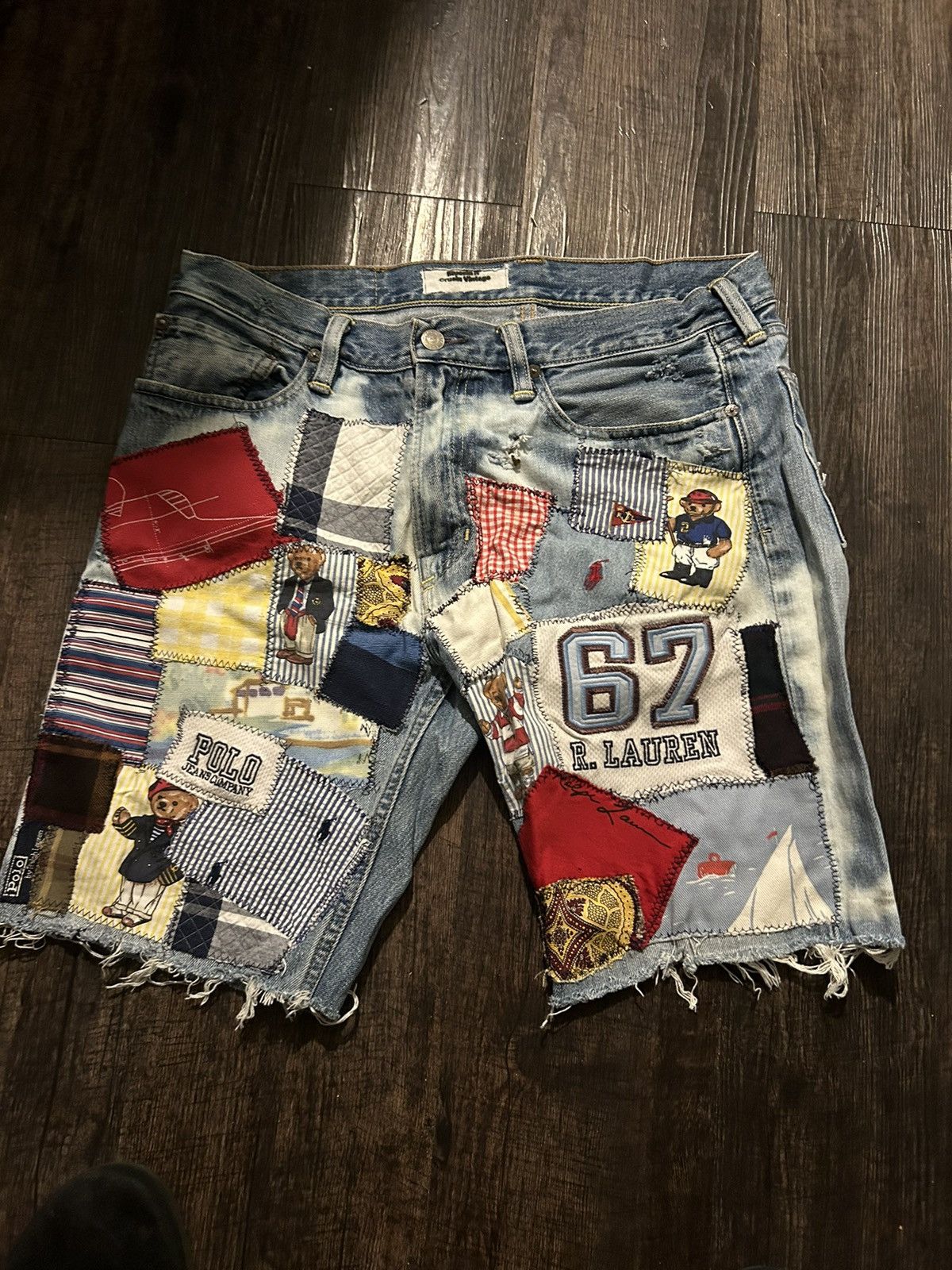 image of Polo Ralph Lauren Bluesin’S “ Patchworked Ralph” Denim Reworked Jorts in Yellow, Men's (Size 32)