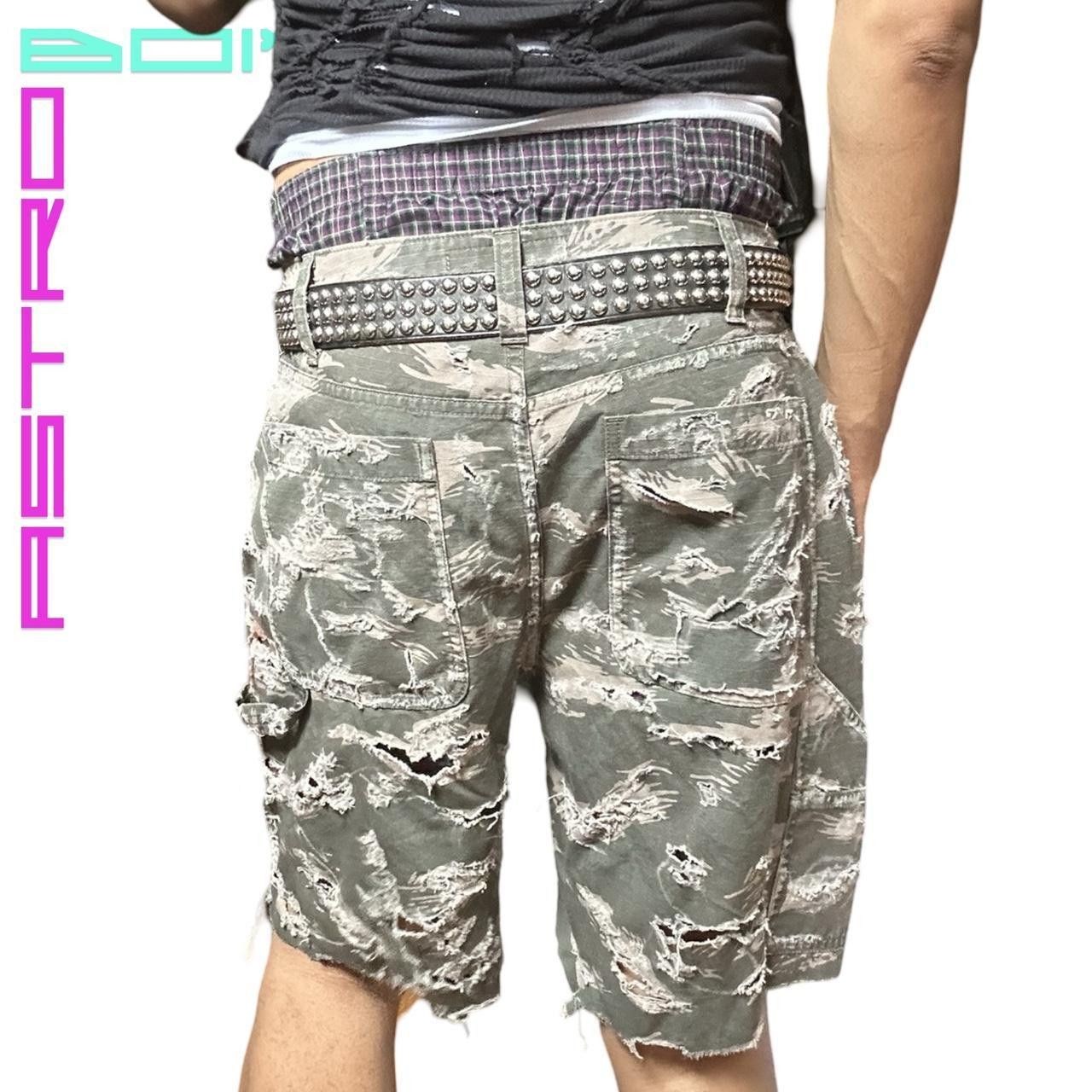 Abercrombie & Fitch A&F Distressed Green Camouflage Shorts _ 34" Size US 34 / EU 50 - 4 Thumbnail