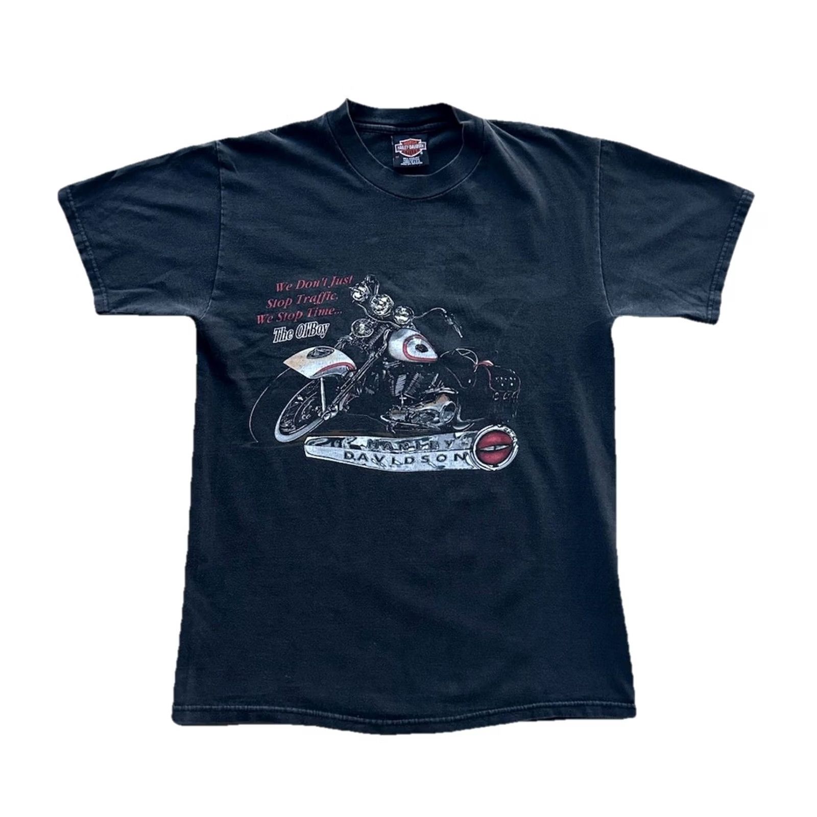 Harley Davidson VINTAGE Harley-Davidson Shirt Mens M Black 1990s Graphic Print Double-Sided RARE 90s Bike Tee Size US M / EU 48-50 / 2 - 2 Thumbnail