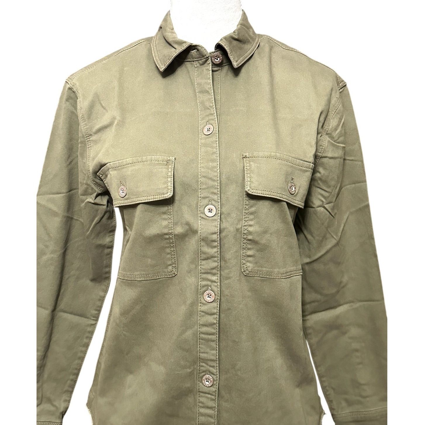 Other Jessica Simpson Shirt Jacket Button-Down Denim Green XS NWT Size XS / US 0-2 / IT 36-38 - 3 Thumbnail