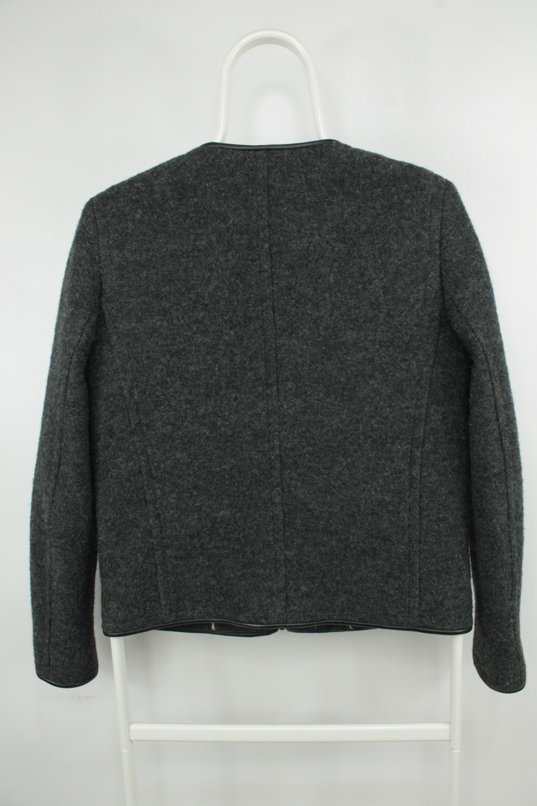 Massimo Dutti Massimo Dutti Gray Wool Leather Trim Bomber Jacket Womens Size S / US 4 / IT 40 - 6 Thumbnail