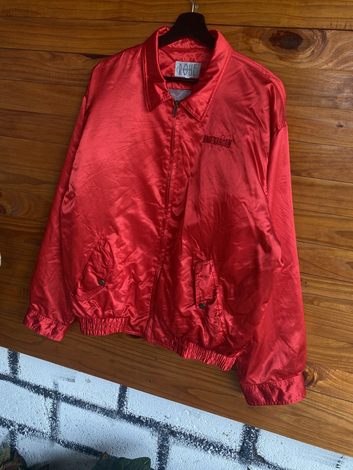 Vintage Vintage ROUE Garcon Red Satin Jacket – Motorsport Style Size US XL / EU 56 / 4 - 4 Thumbnail