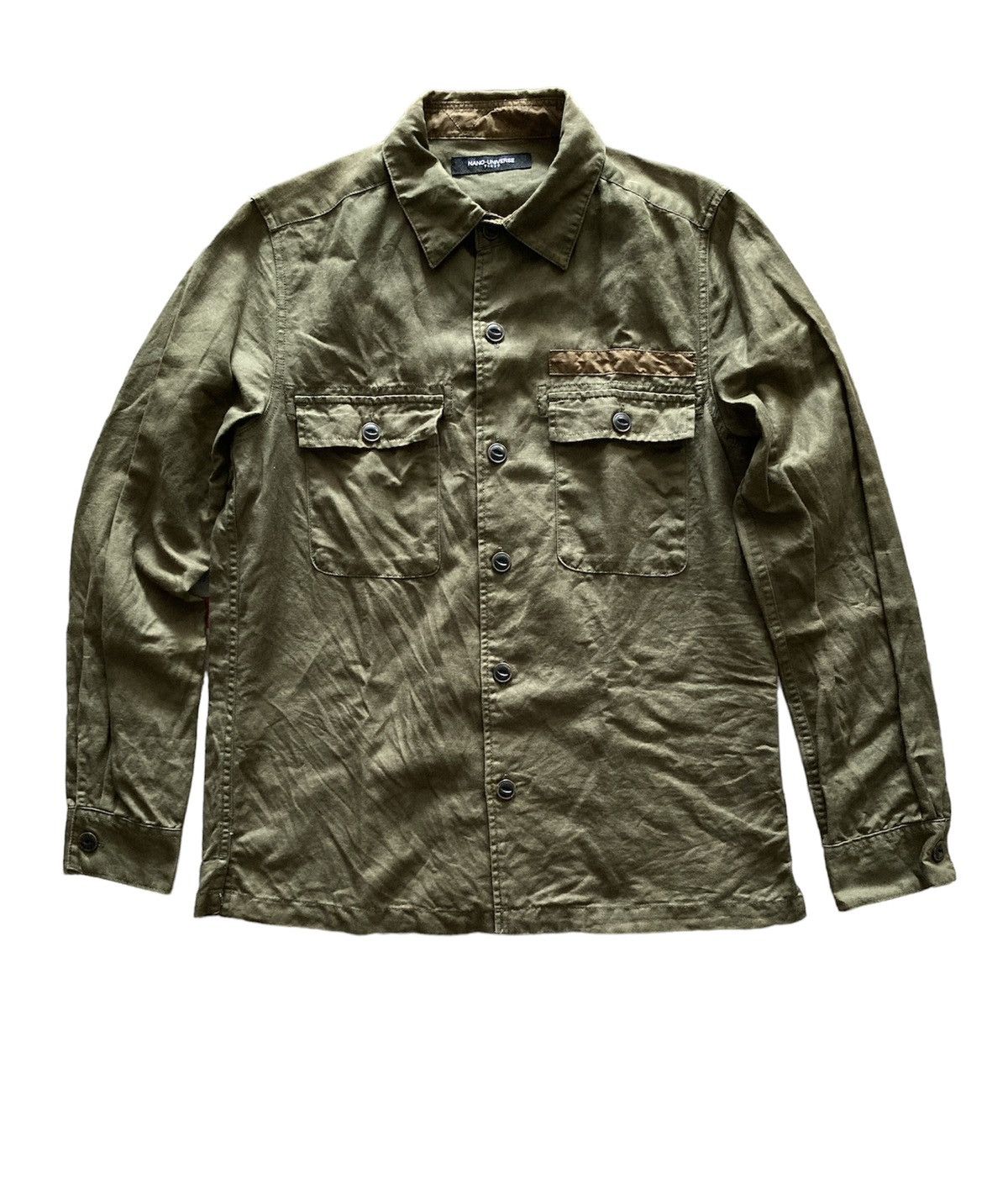 image of Nano Universe OG Army Green Sateen Shirt Jacket, Men's (Size Small)