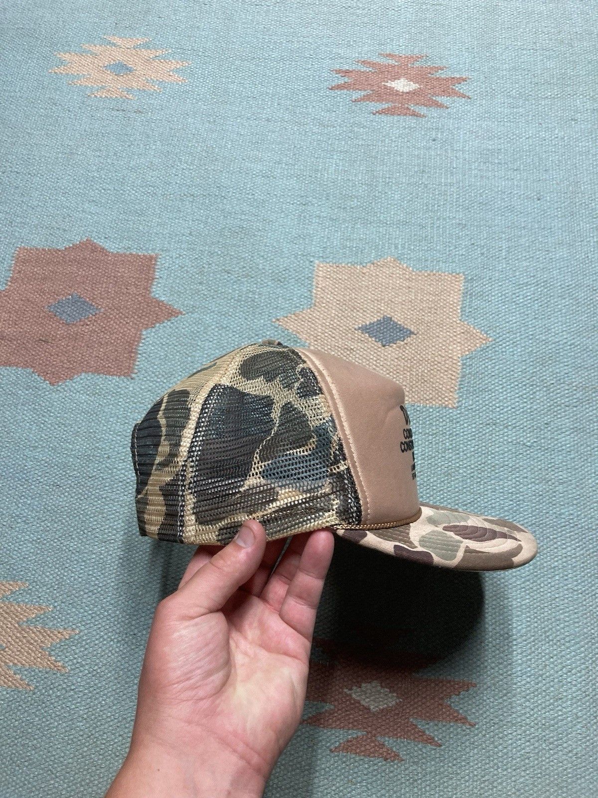 Vintage camo trucker hat D&L concrete construction Lansing Michigan Size ONE SIZE - 9 Thumbnail