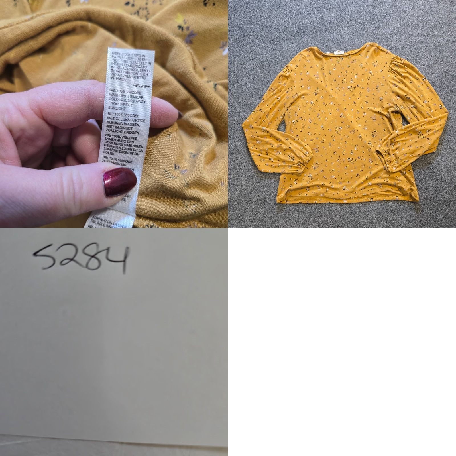 FatFace Fat Face Top Womens 10 Yellow Mustard Floral Popover Faux Wrap Casual Capsule Blouse Ladies Regular Knit Cotton Long Sleeve V-Neck Pockets Lightweight Size L / US 10 / IT 46 - 8 Thumbnail