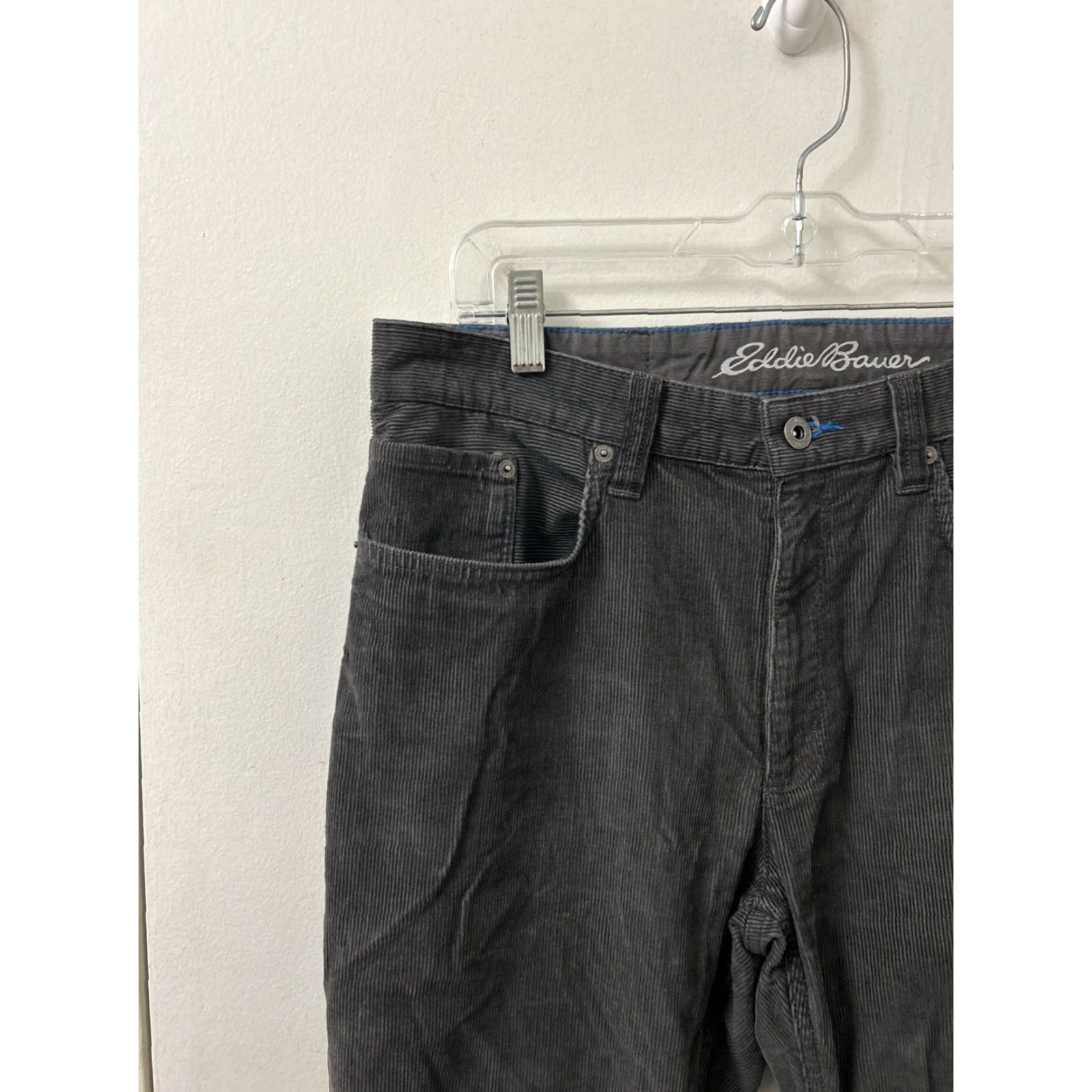 Eddie Bauer Eddie Bauer Corduroy Pants Mens 32x32 Straight Fit Khakis Gray Solid 5-Pocket Classic Casual Trousers Size US 32 / EU 48 - 4 Thumbnail