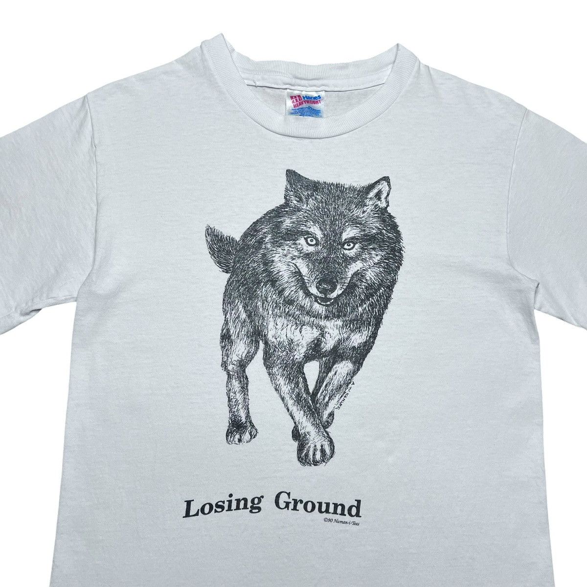 Other Vintage 1990 Wolf Losing Ground Human-i-Tees Graphic T-Shirt Size US S / EU 44-46 / 1 - 4 Thumbnail