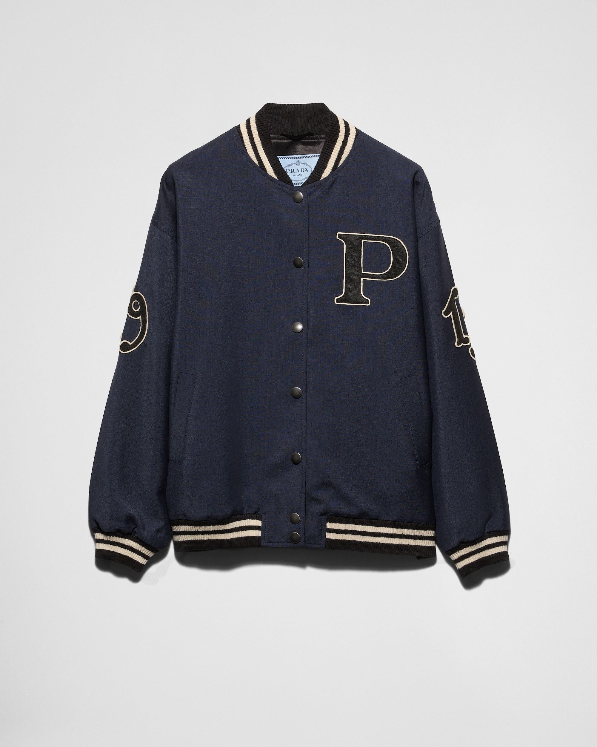 Prada Kid mohair bomber jacket with patches in navy Size US L / EU 52-54 / 3 - 1 Thumbnail