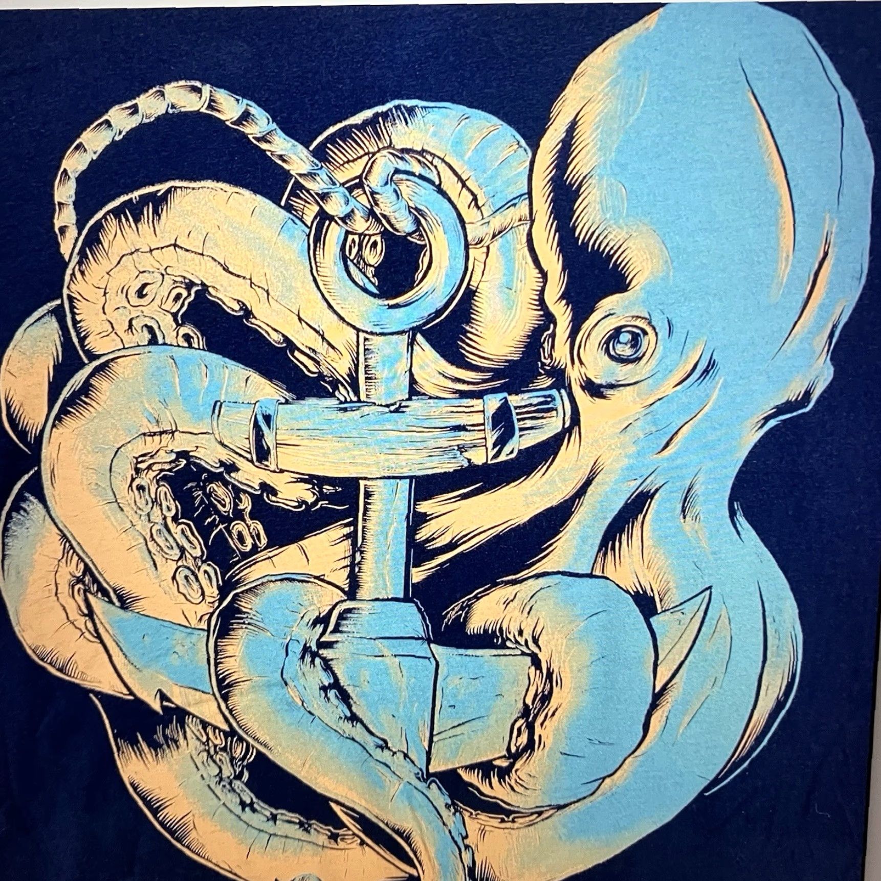 Nautica VINTAGE Nautical Octopus Tattoo Art T-Shirt Men 2020s Navy Cotton Short Sleeve Crew Neck Size US M / EU 48-50 / 2 - 4 Thumbnail