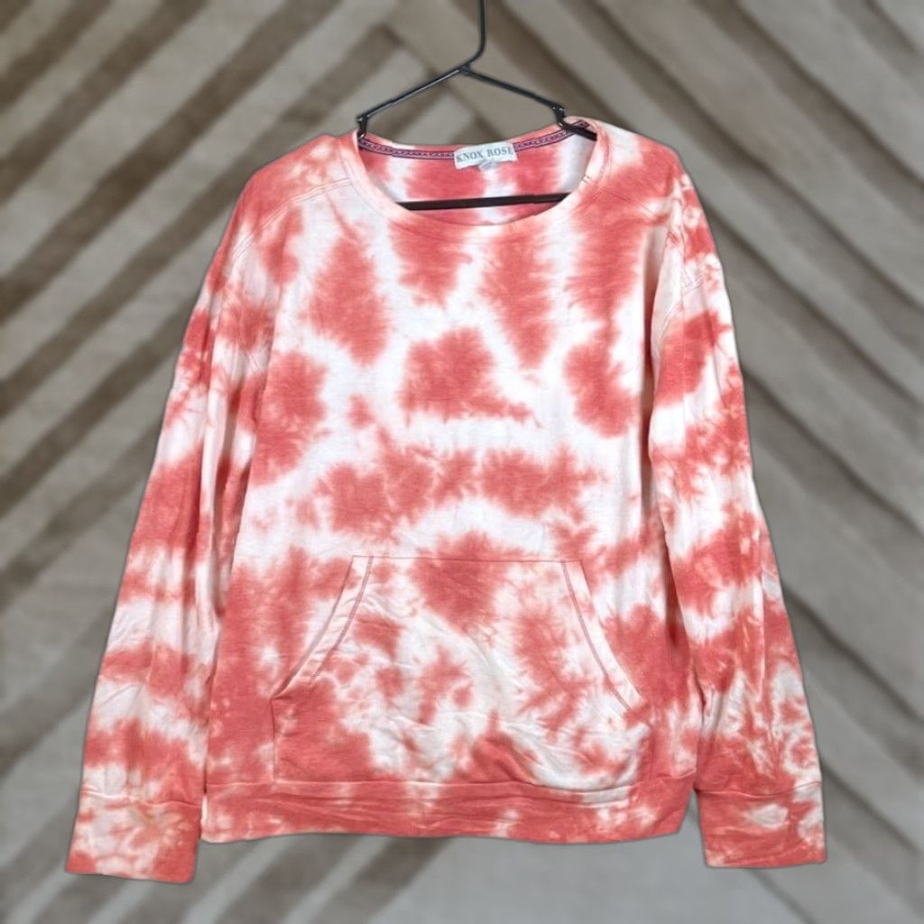 Vintage Knox Rose Womens Sweatshirt Pink Tie Dye Pullover Crew Neck Pocket L Relaxed Fit Casual Size L / US 10 / IT 46 - 1 Thumbnail