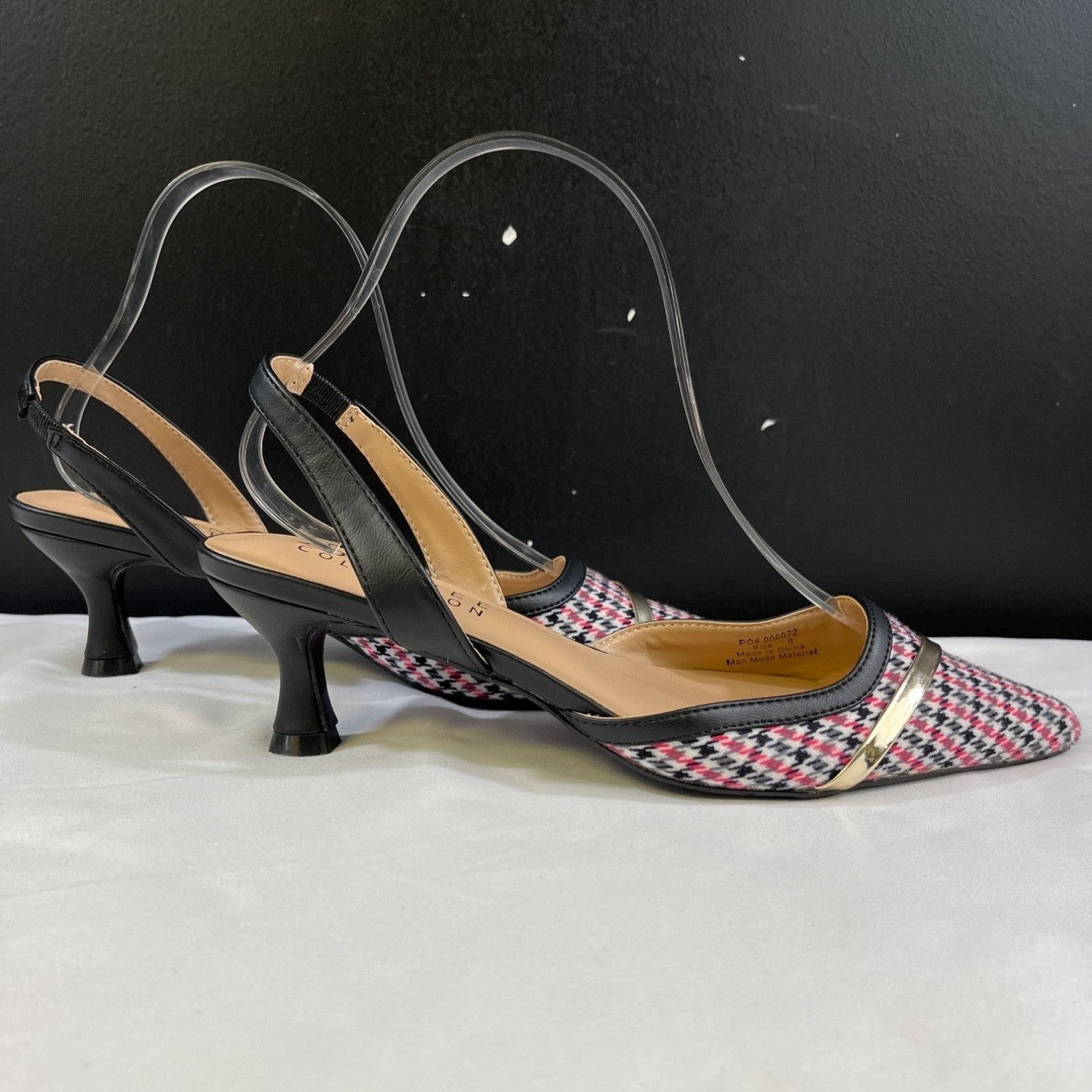 Other Journee Collection Womens Black & Pink Houndstooth Heels Sz Size US 8 / IT 38 - 2 Thumbnail