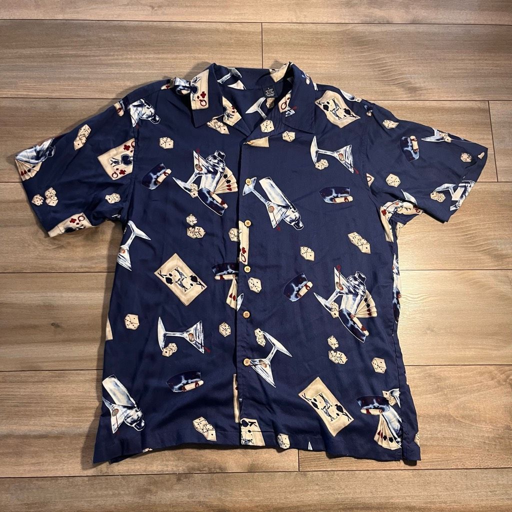 Other Hawaiian Card and Martini Glass Navy Buttonup Men Large Bin Size US L / EU 52-54 / 3 - 1 Thumbnail