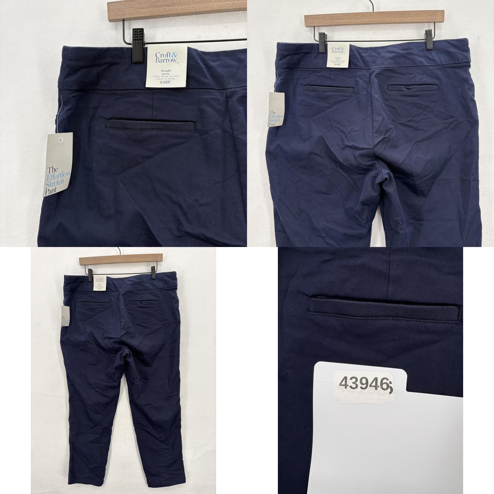 Croft & Barrow Croft & Barrow Pants Womens 18 Short Navy Straight Mid Rise Effortless Stretch Size 40" / US 18 - 10 Thumbnail